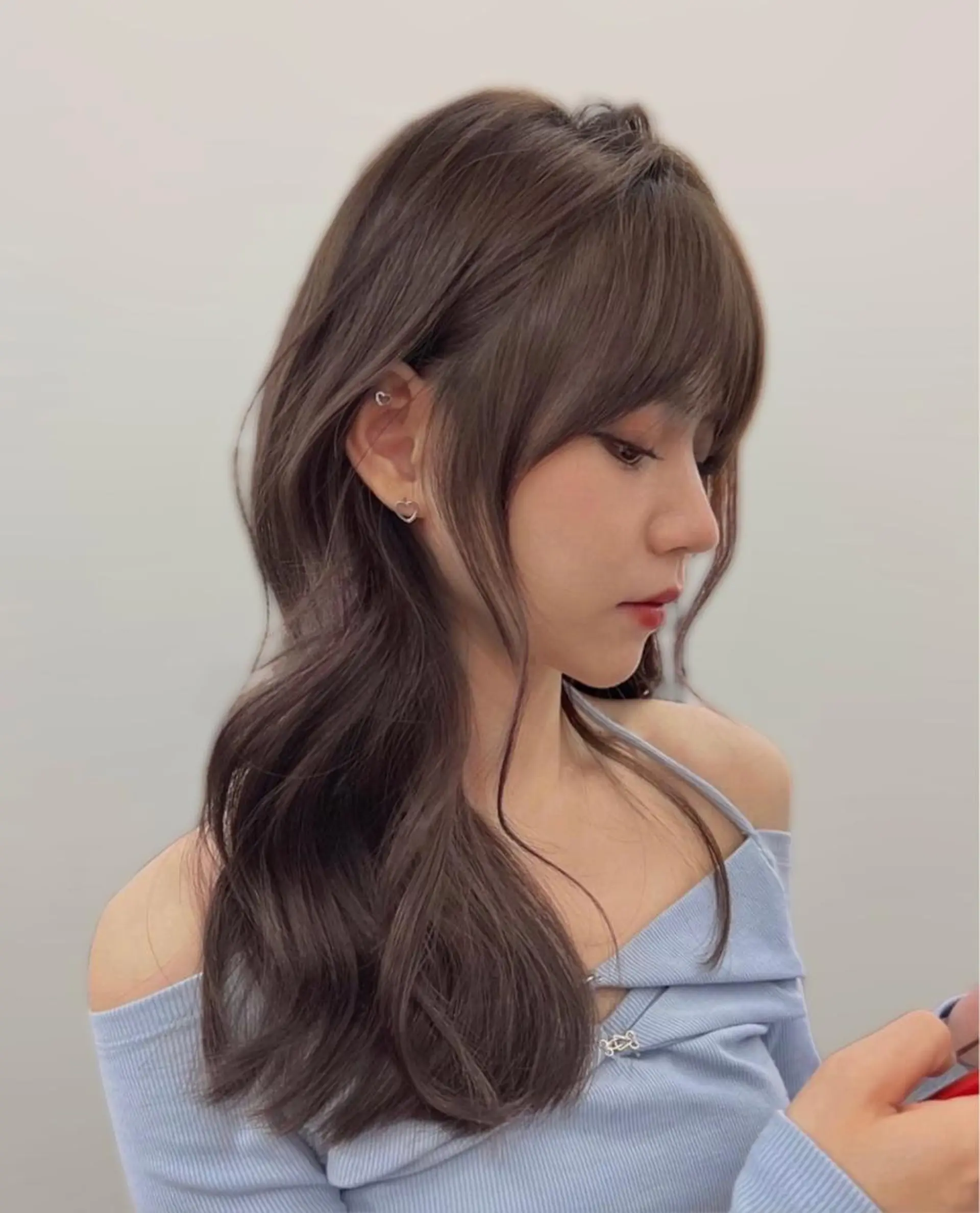 ミディアム カラー ベージュカラー ブリーチ イヤリングカラー 韓国風カラー ブリーチなしカラー 鈴木 一貴のヘアスタイル