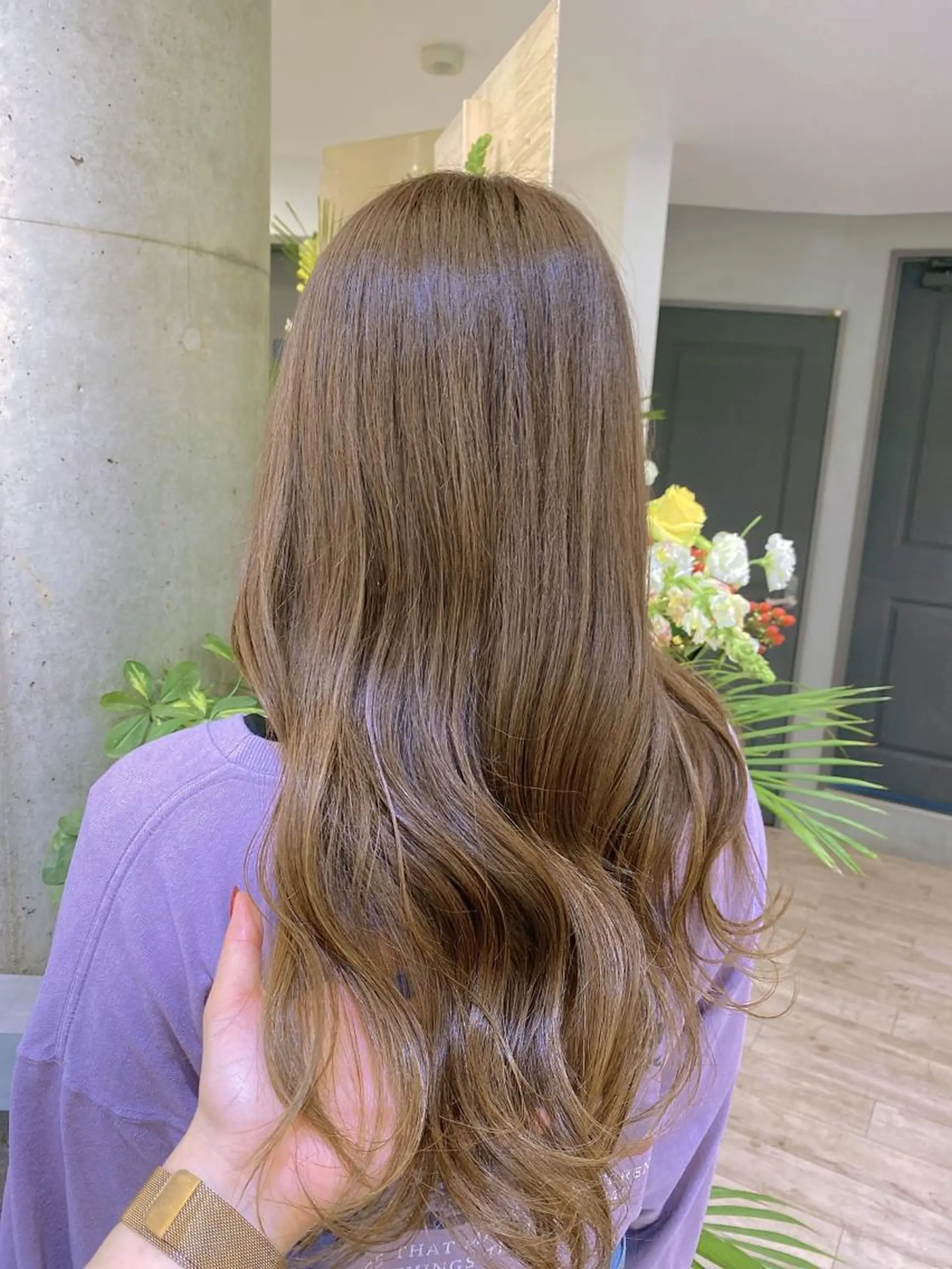 ロング カラー ベージュカラー 透明感カラー オレンジ ハイトーン特化サロン 🍑momo🍑のヘアスタイル