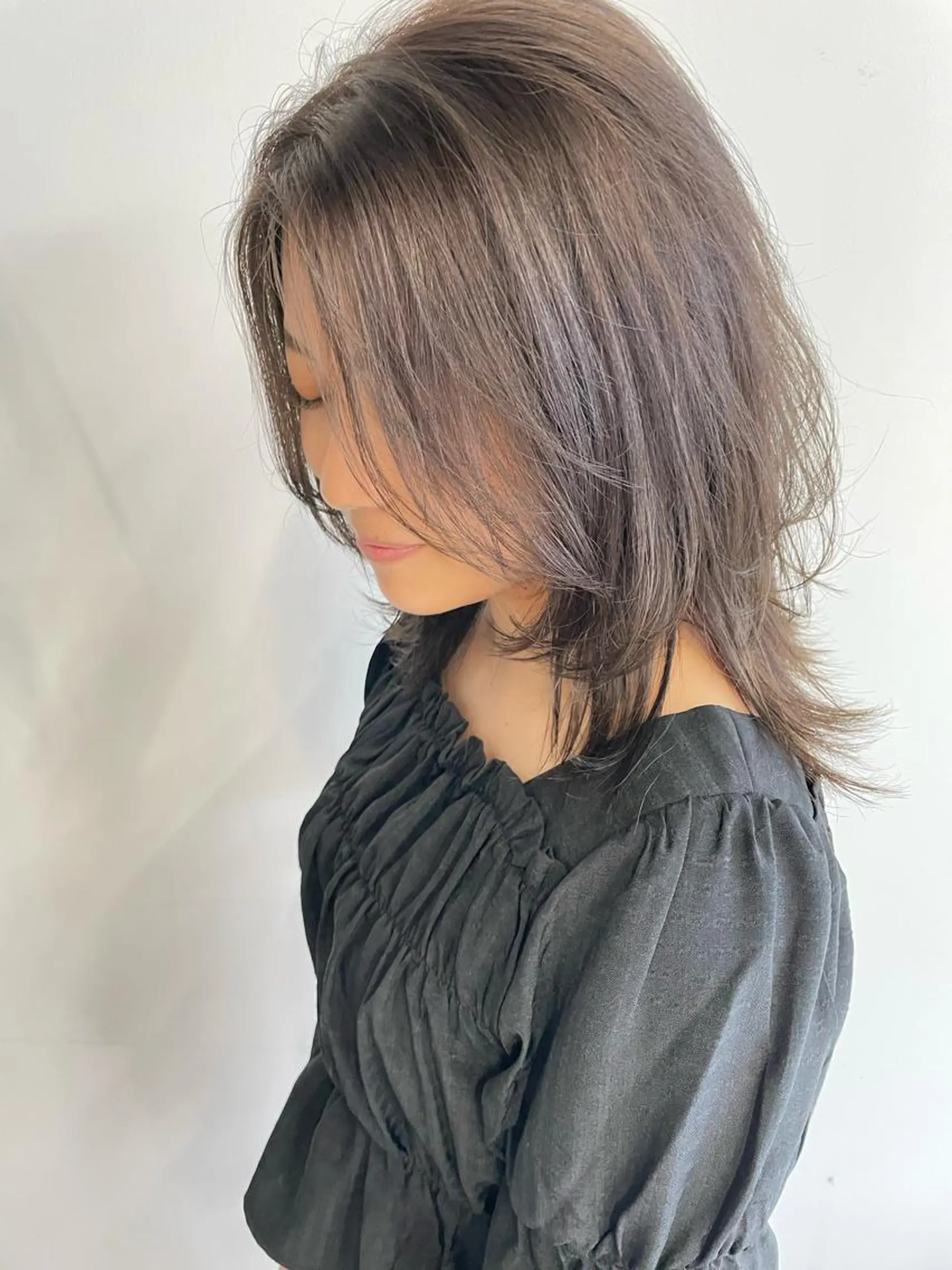 ミディアム カラー 透明感カラー ハイライトカラー オレンジ ハイライト ヘアカラー トリートメント マエダ リョウのヘアスタイル