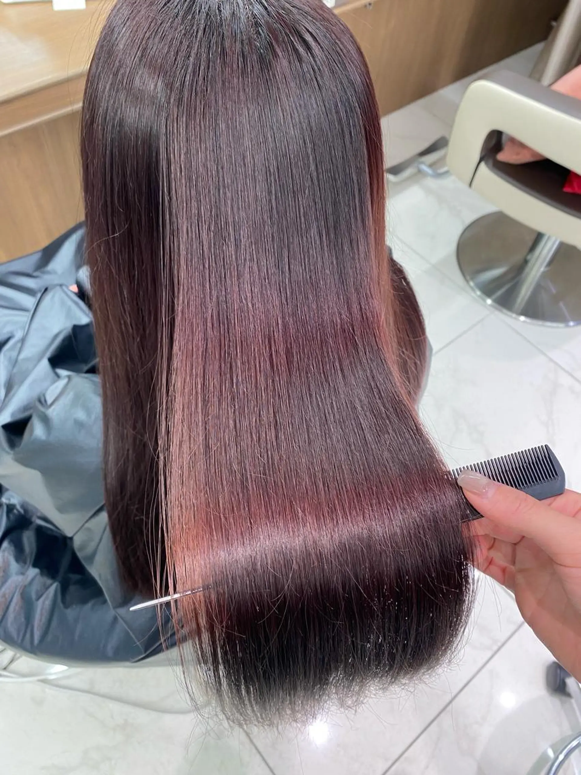 ロング カラー パーマ ラベンダーカラー ラベンダーピンク ピンクカラー カット ヘアカラー 縮毛矯正 トリートメント 長妻莉央/縮毛矯正 髪質改善カラーのヘアスタイル