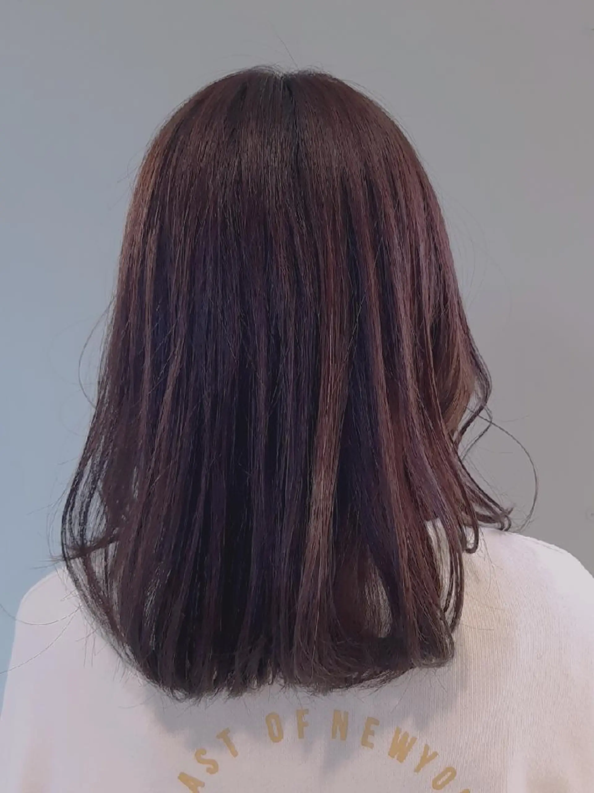 セミロング カラー ピンクカラー はらだ ともこ☺︎のヘアスタイル