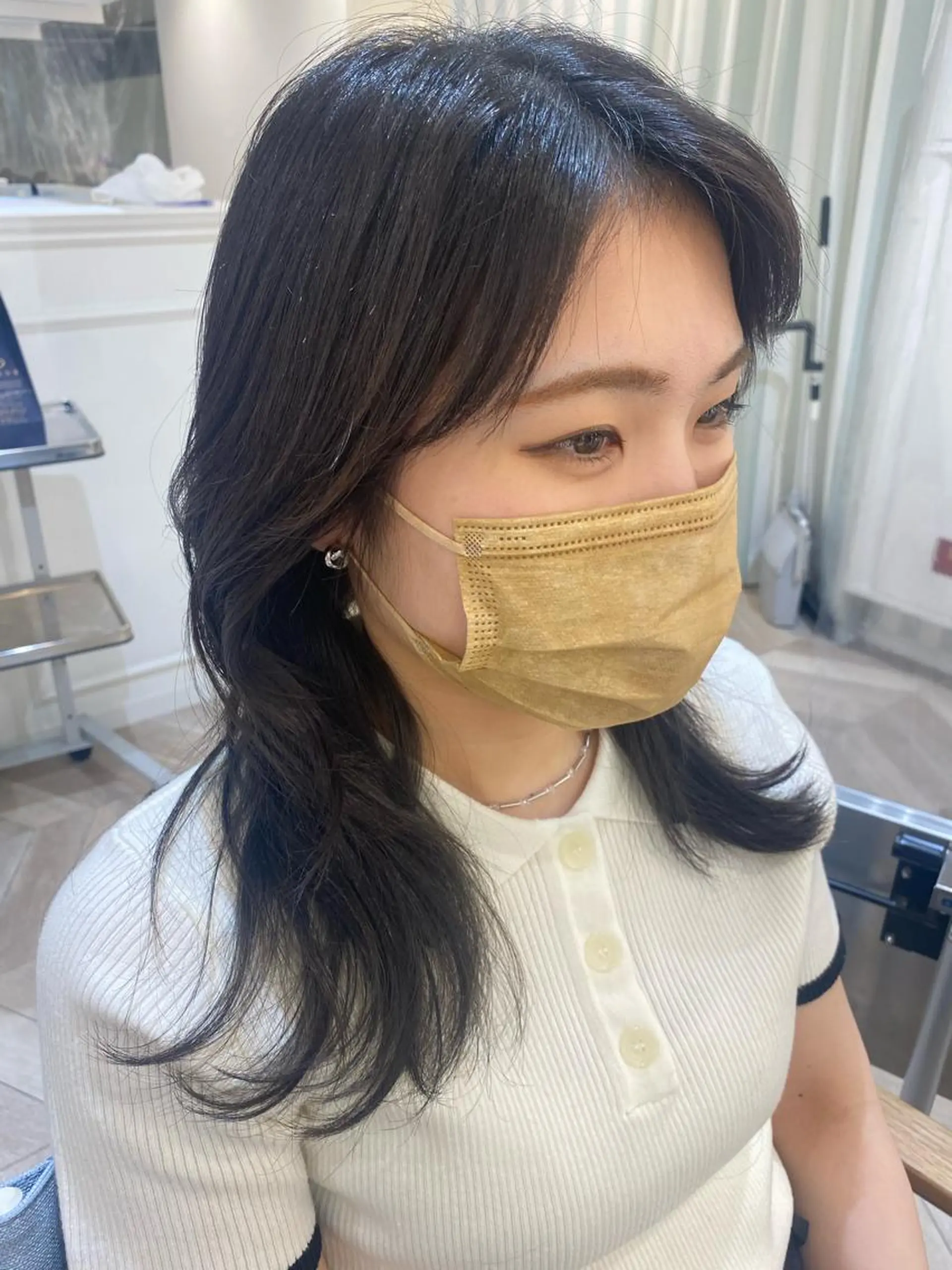 セミロング くびれヘア くびれレイヤー レイヤーカット カット トリートメント ベージュ/インナー カラー🤍Rieのヘアスタイル