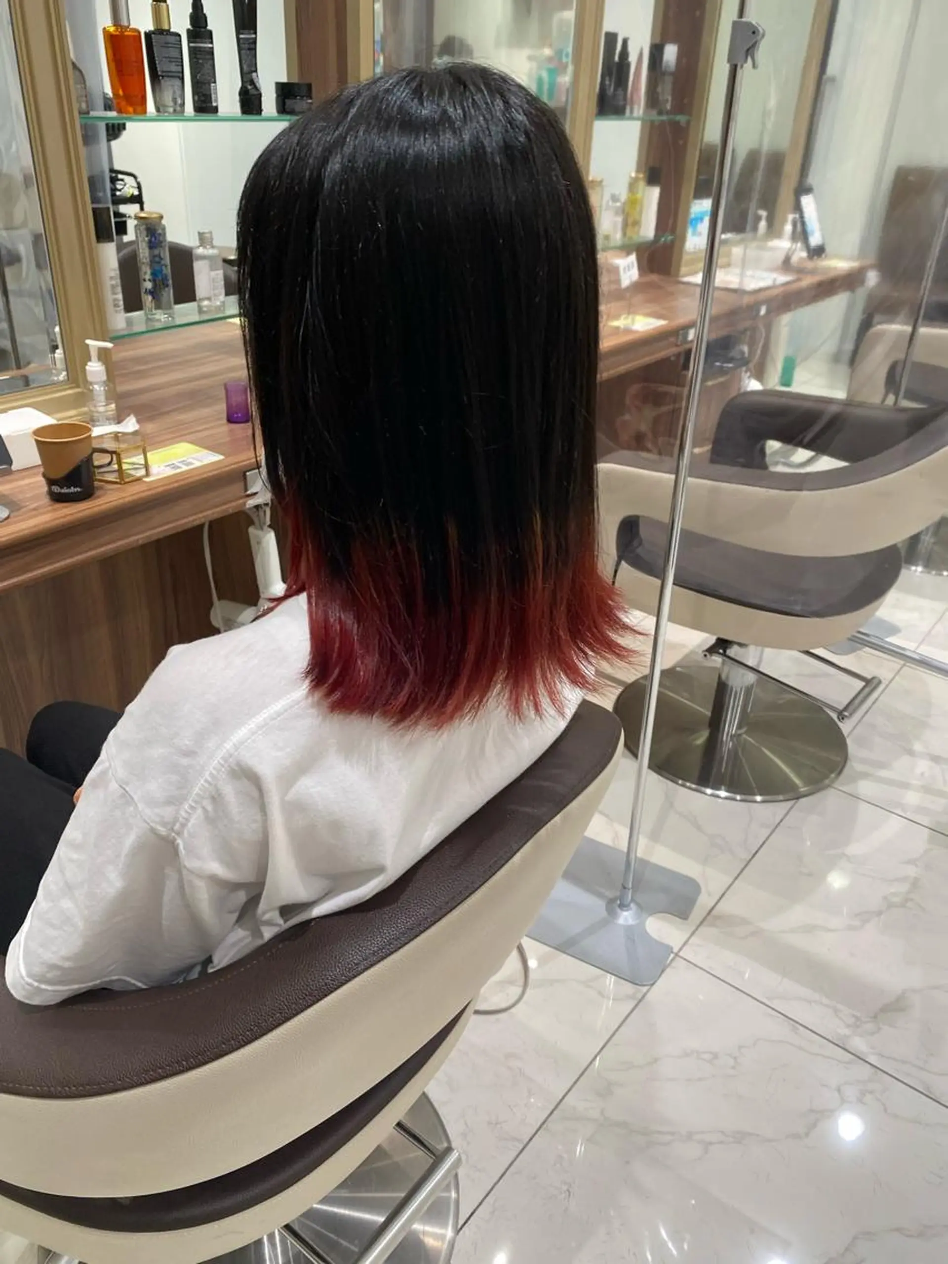 ミディアム ヘアカラー 竹下 勝也のヘアスタイル