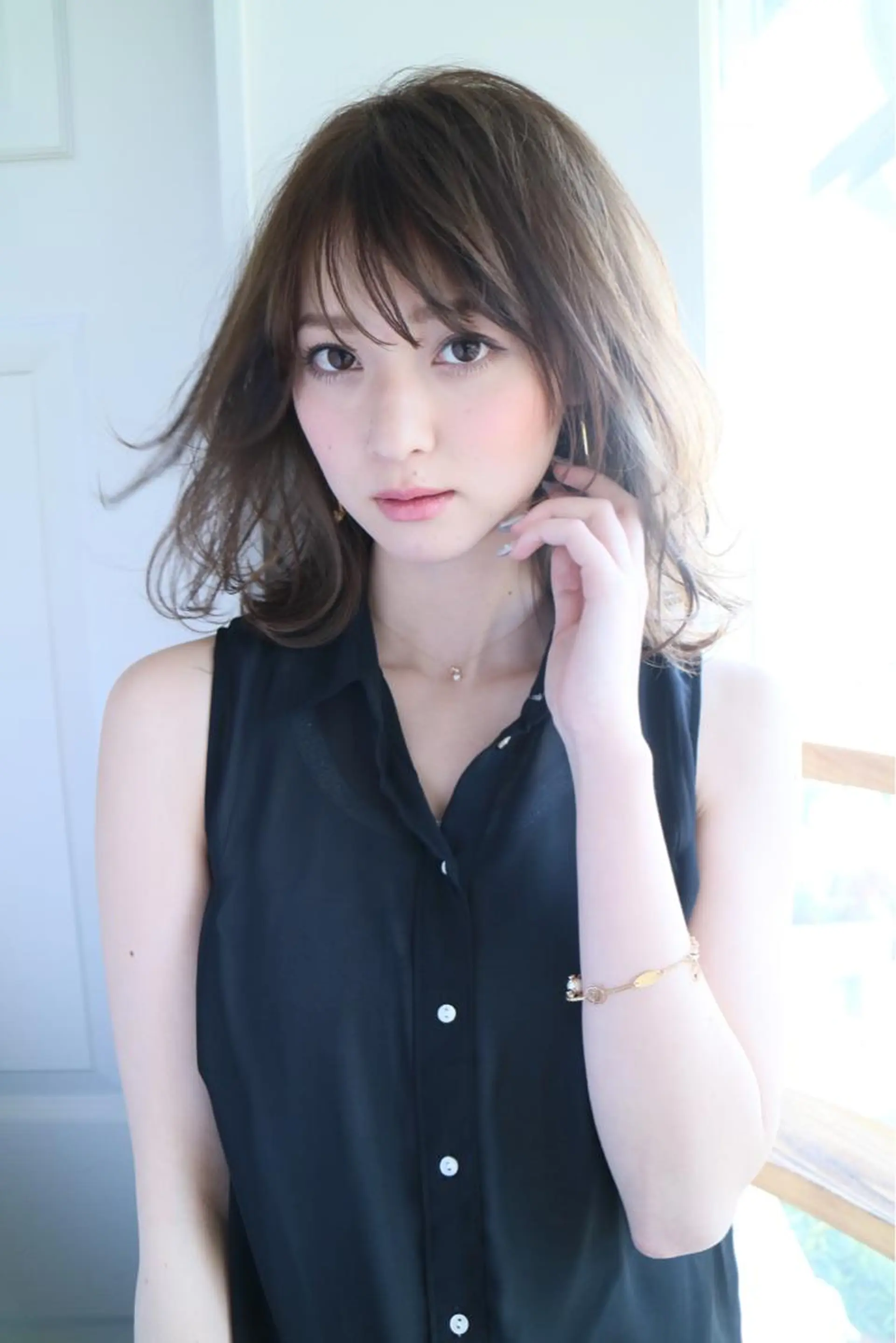 ミディアム カラー パーマ ミディアムパーマ ベージュカラー 似合わせカット ひがし　まさし JYUNESU副代表のヘアスタイル