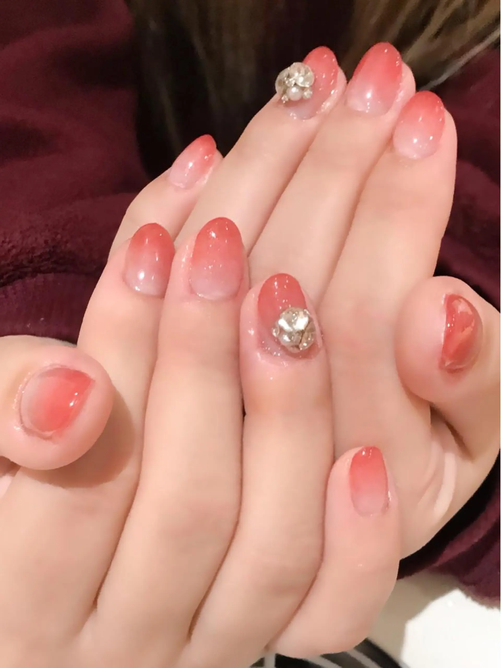 ネイル ブラウン グラデーション ピンク Nyanco Nailのネイルデザイン