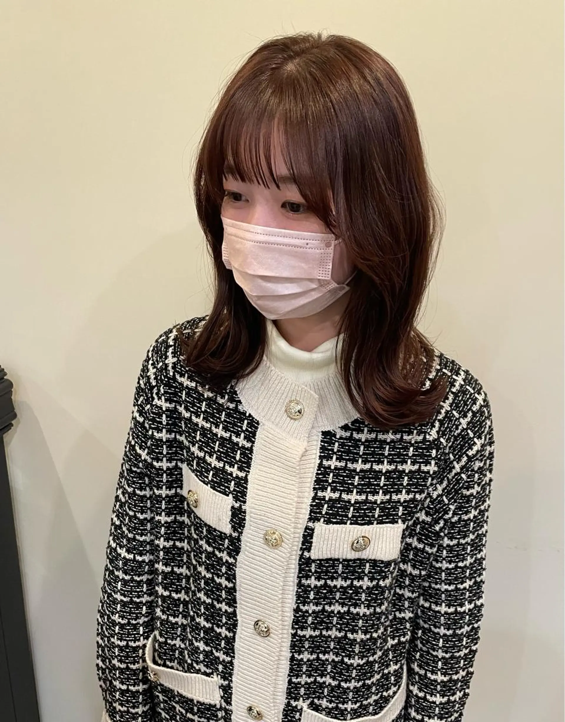 セミロング ピンクブラウン 亀川蓮 Agu hairのヘアスタイル