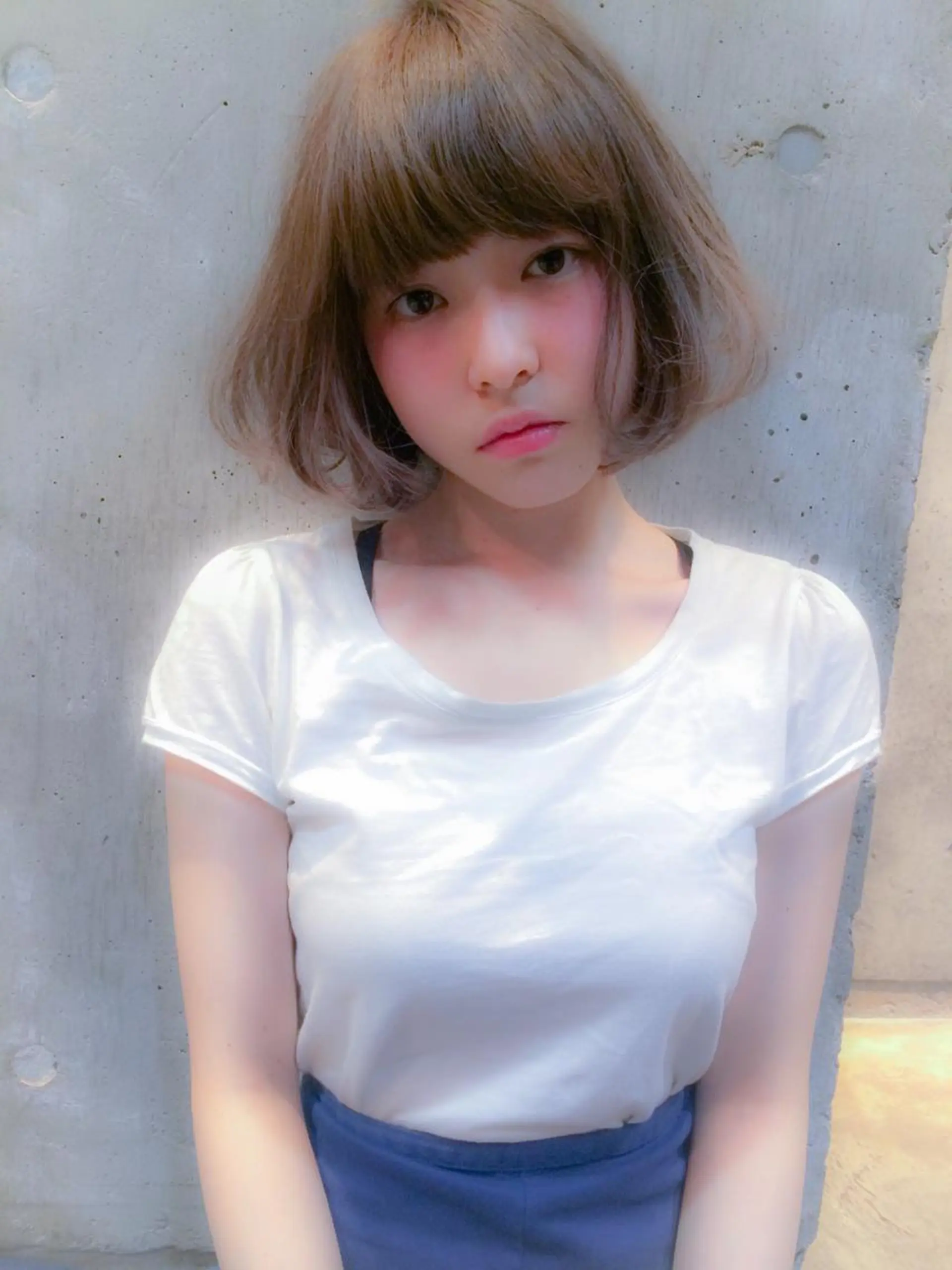 ショート ミディアム カラー アッシュ ブリーチ ハイライトカラー ハイライト 北條 優輝のヘアスタイル