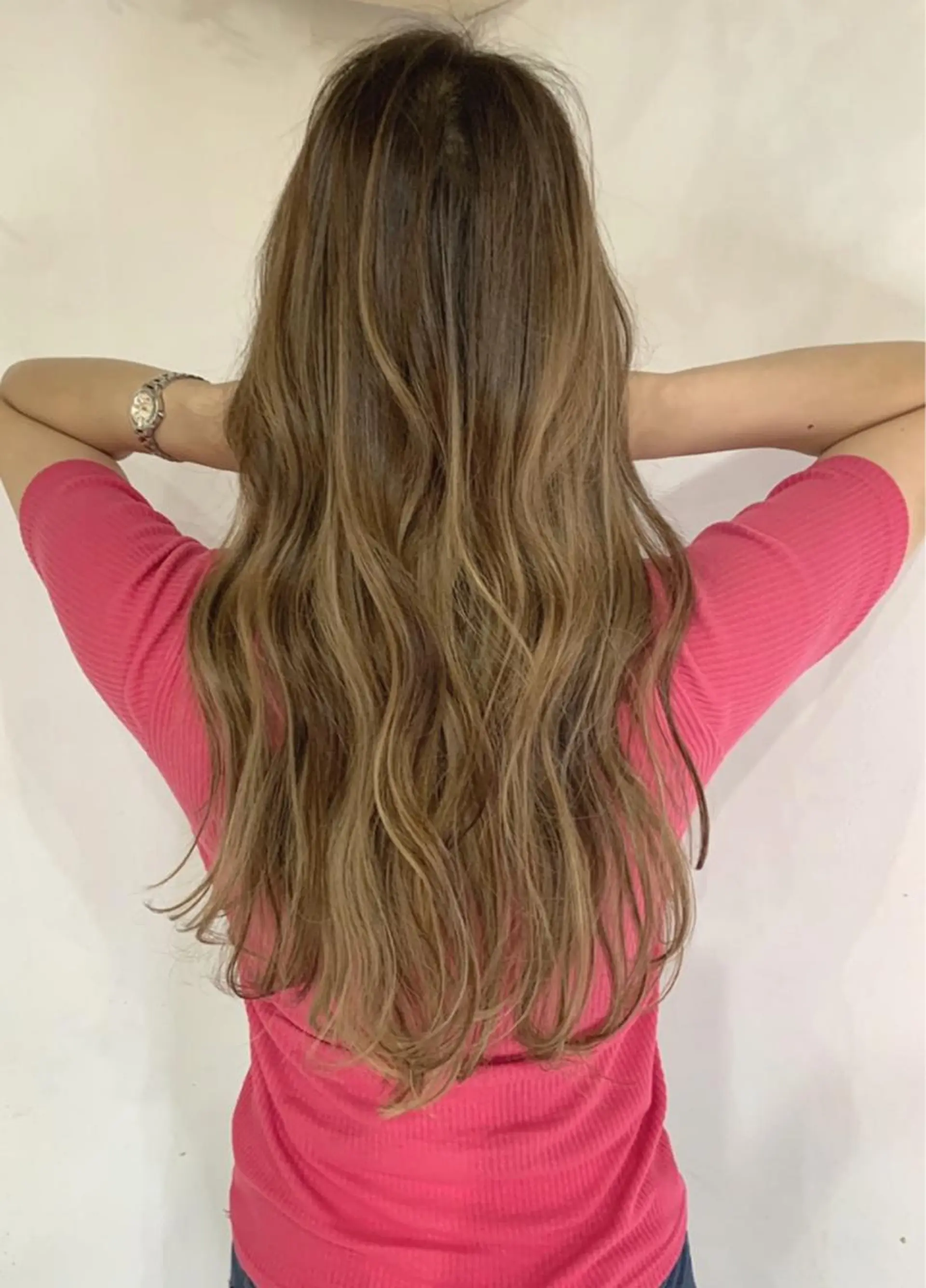 ロング カラー アッシュ バレイヤージュ ブリーチ デザインカラー グレージュ ヘアカラー 京都大人女性ショート 徒歩1分/秋山のヘアスタイル