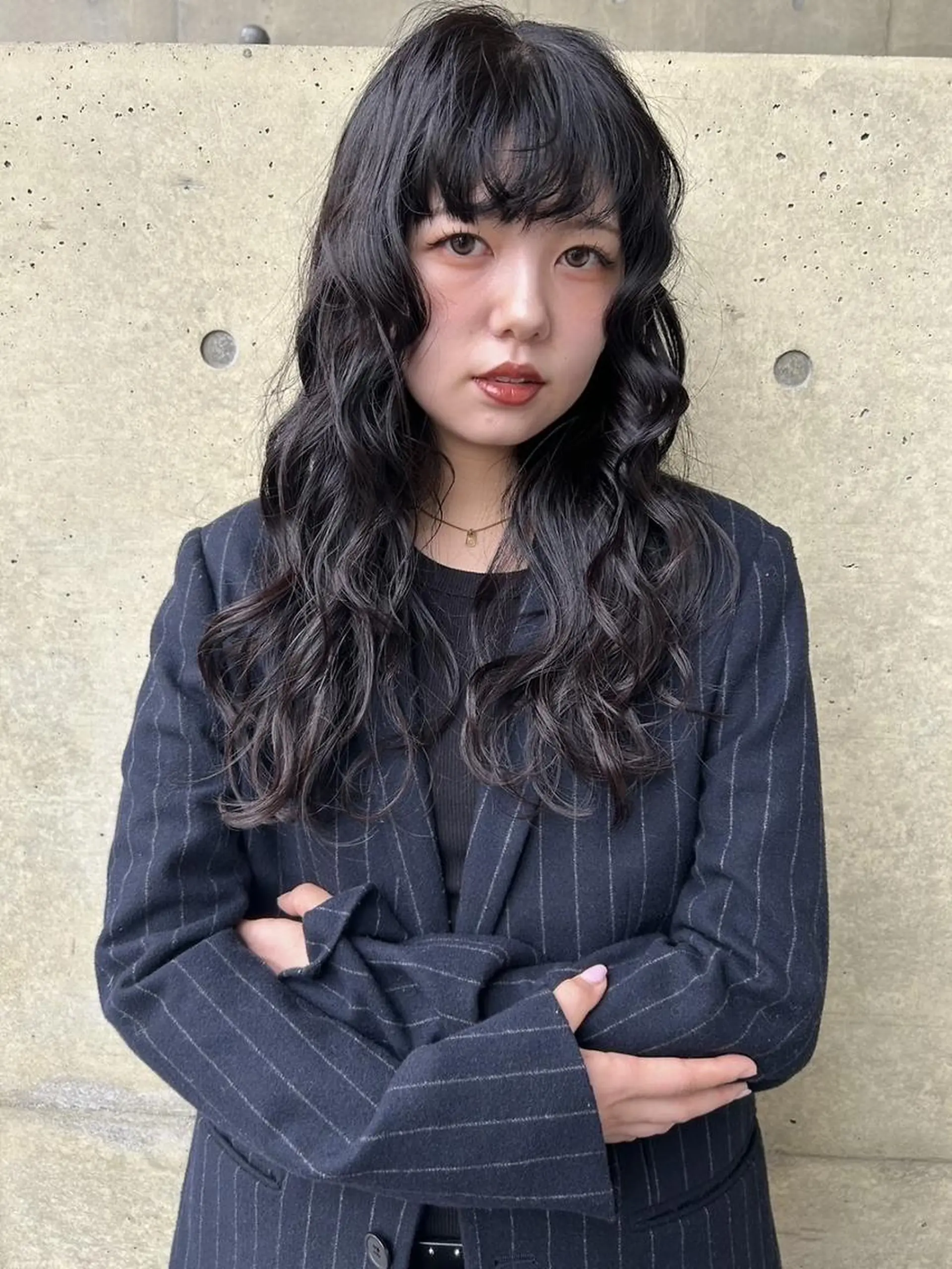 ロング パーマ カット パーマ 松本/透明感カラー/ ベージュ/青木 未羽のヘアスタイル