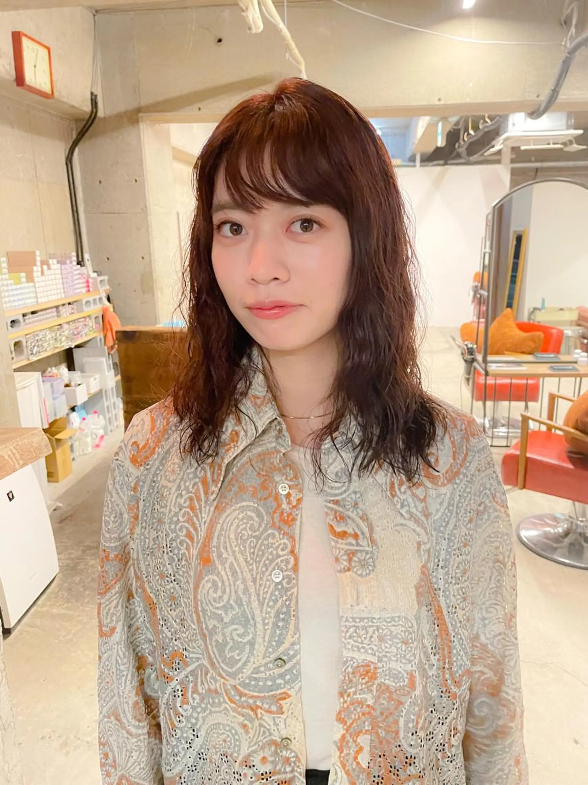 セミロング パーマ パーマ/レイヤー 岩山丈一郎のヘアスタイル