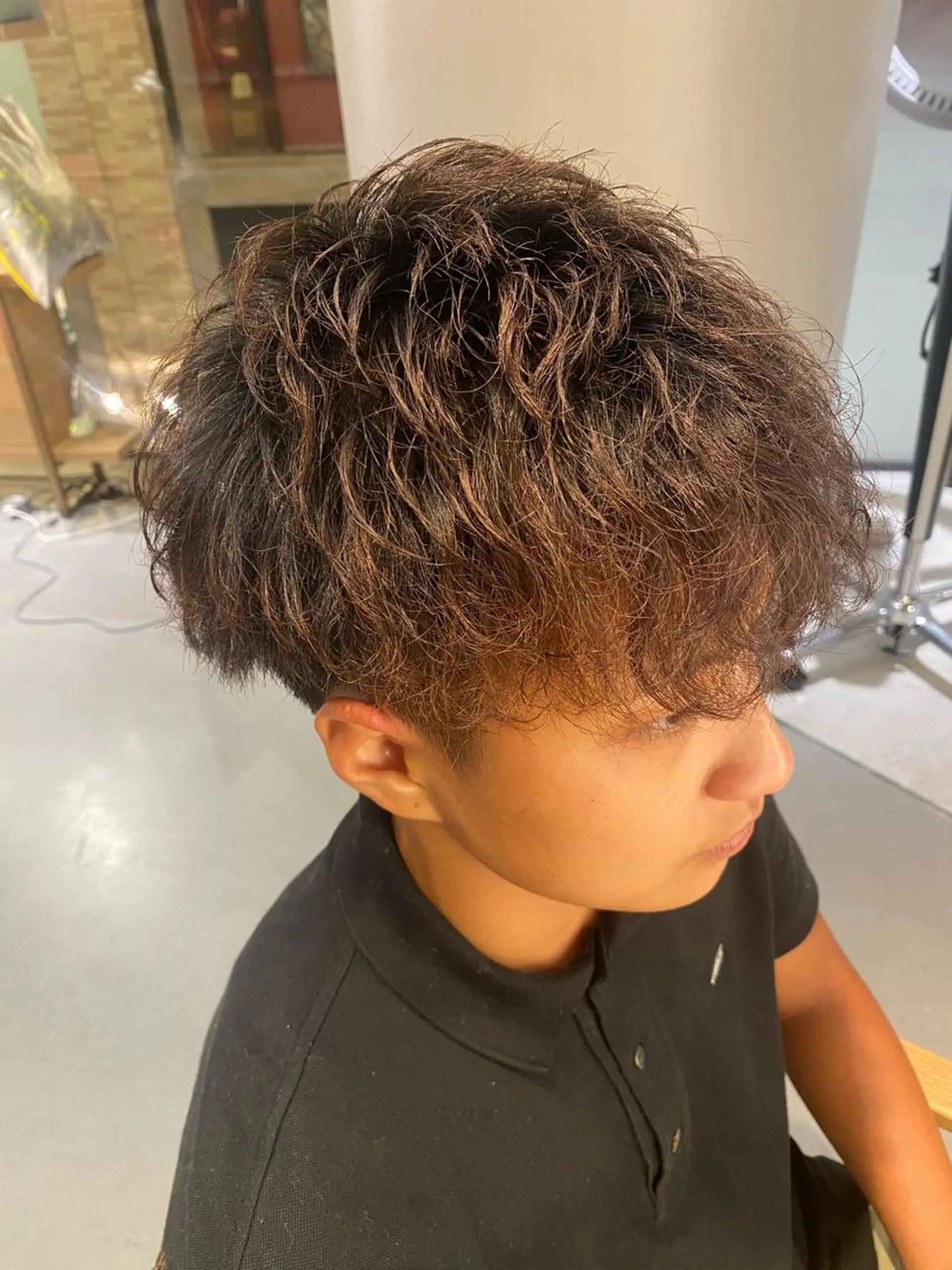 ショート パーマ メンズ カット パーマ unopulir Vamos店所属・梅田茶屋町メンズ 専門美容師 山元一平のヘアスタイル