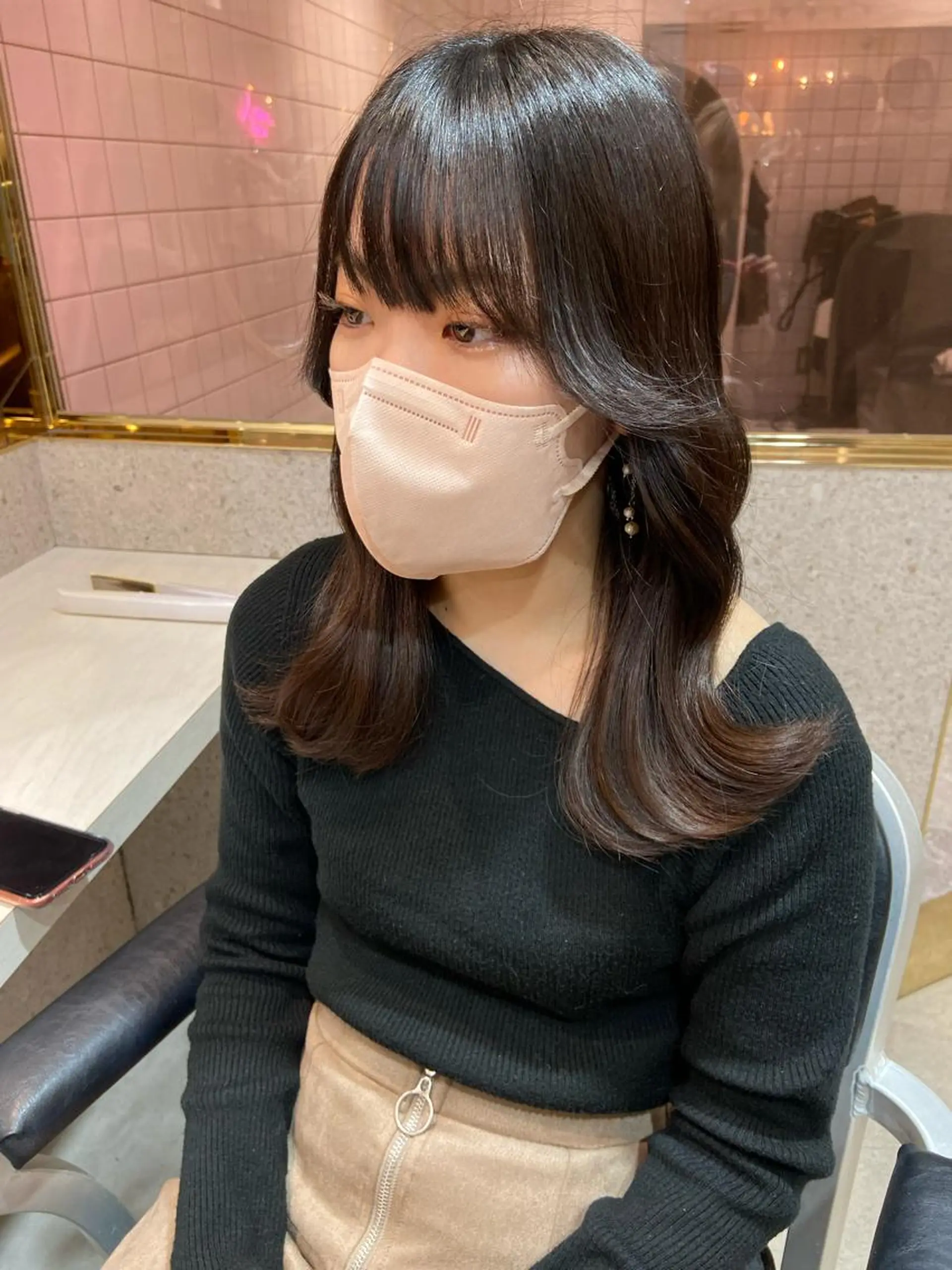 ミディアム くびれヘア 韓国風ヘア 新宿/韓国ヘア 中明度カラー/かやのヘアスタイル