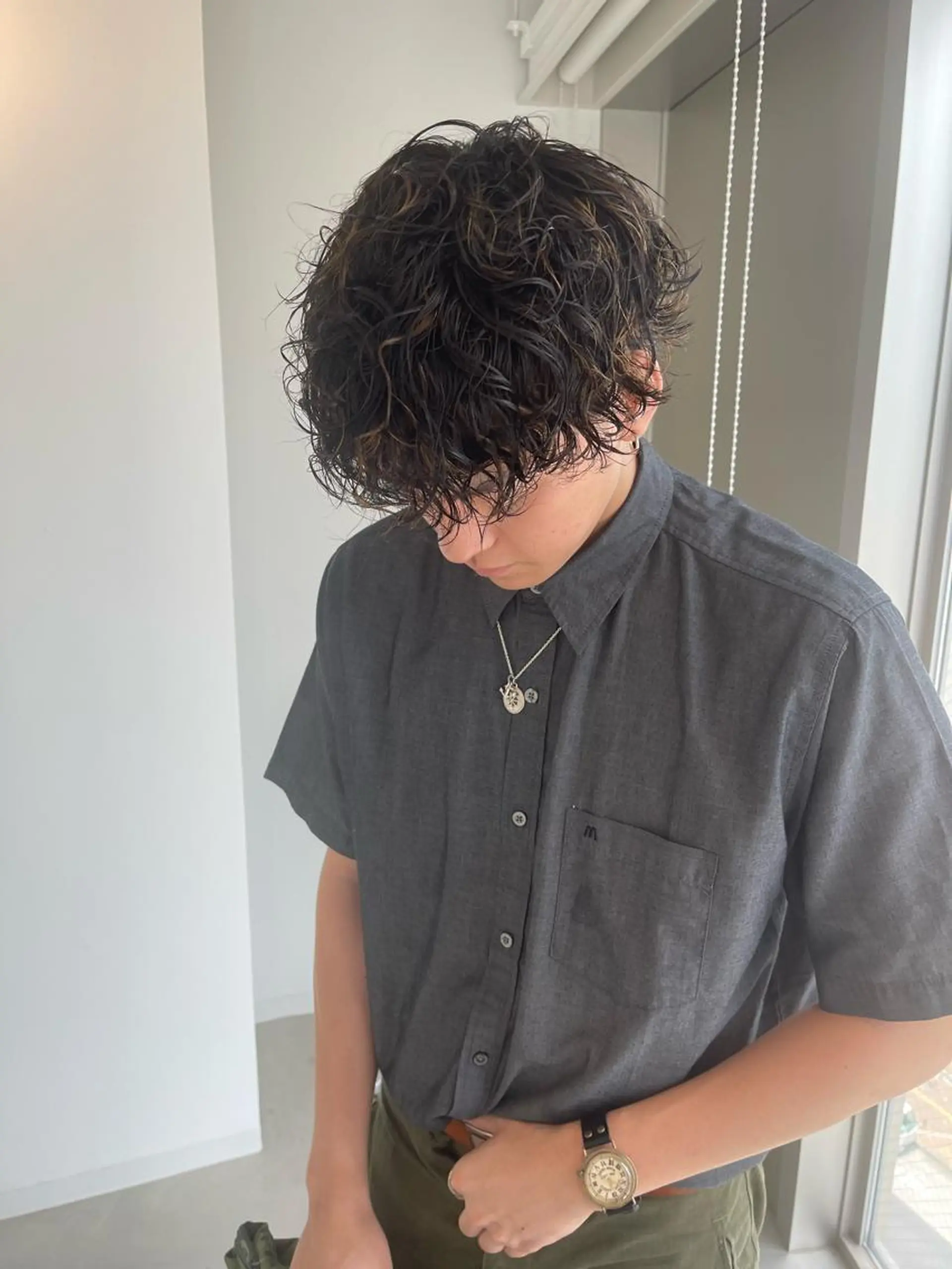 パーマ メンズ カット パーマ 店長　MANAMI ／ブリーチ／骨格ボブのヘアスタイル