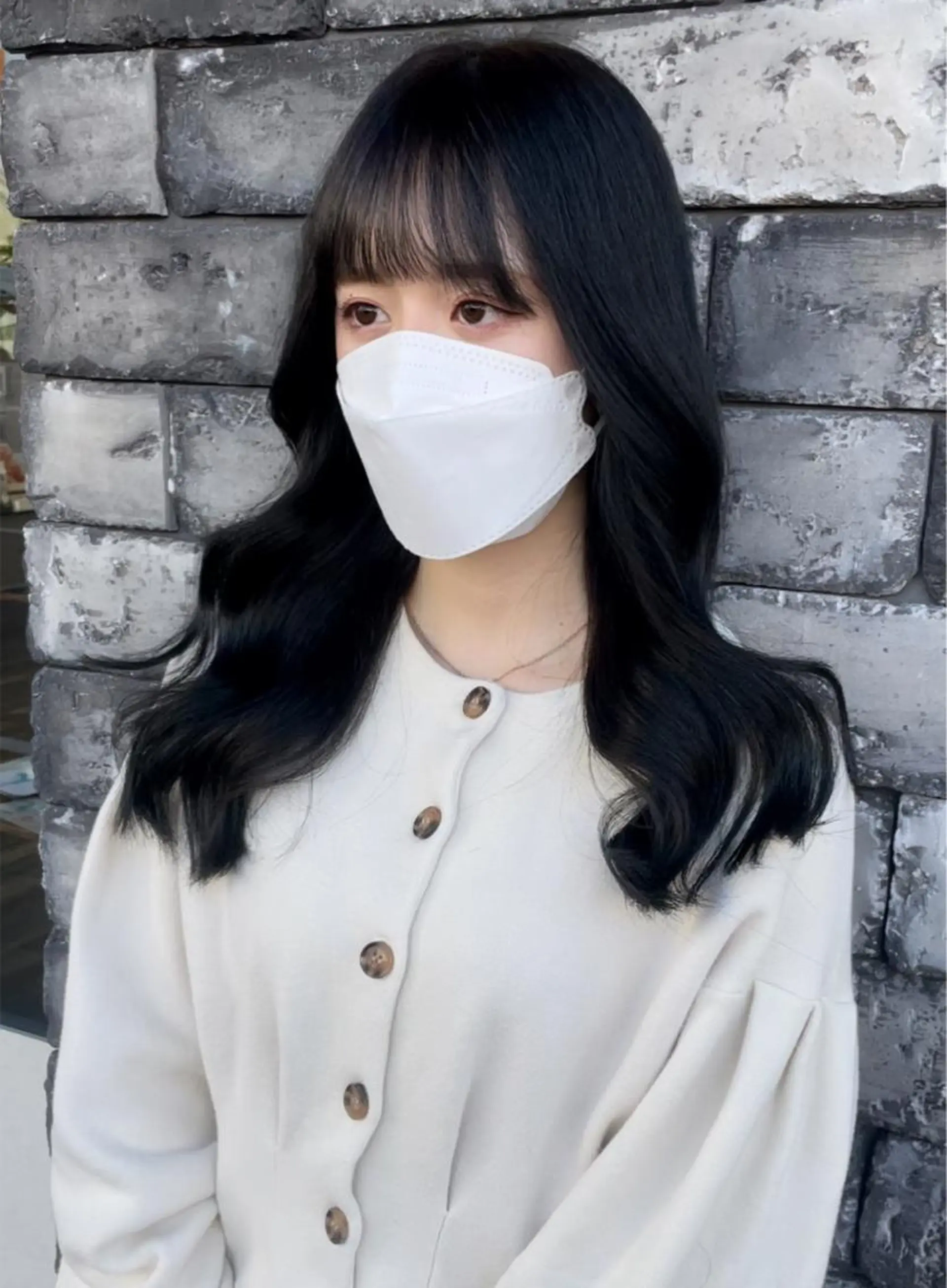 セミロング カラー ブルーカラー チヒョ🦋 韓国hair🇰🇷のヘアスタイル