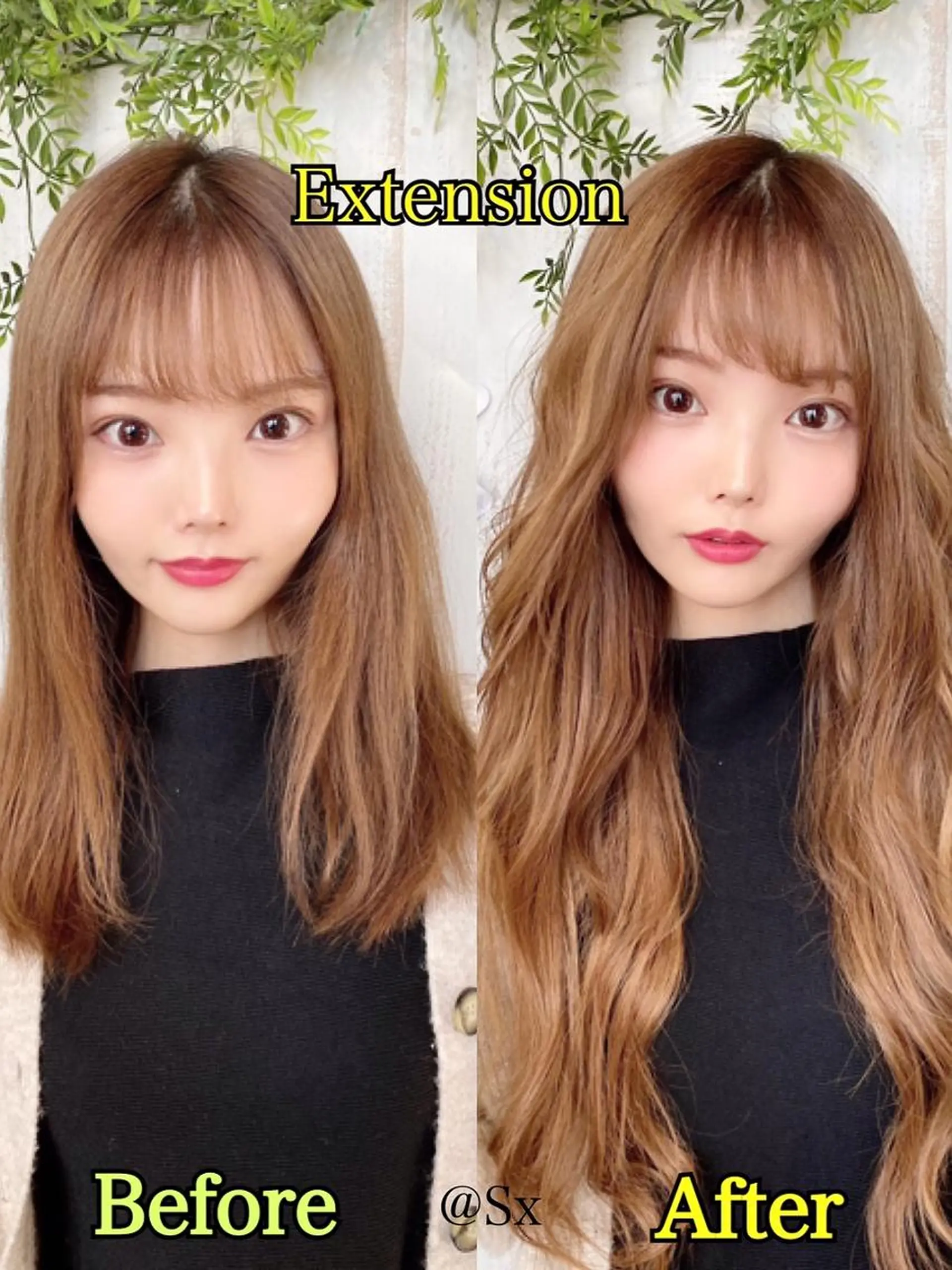 ロング カラー 大阪レミーエクステ チビ編み込みのヘアスタイル