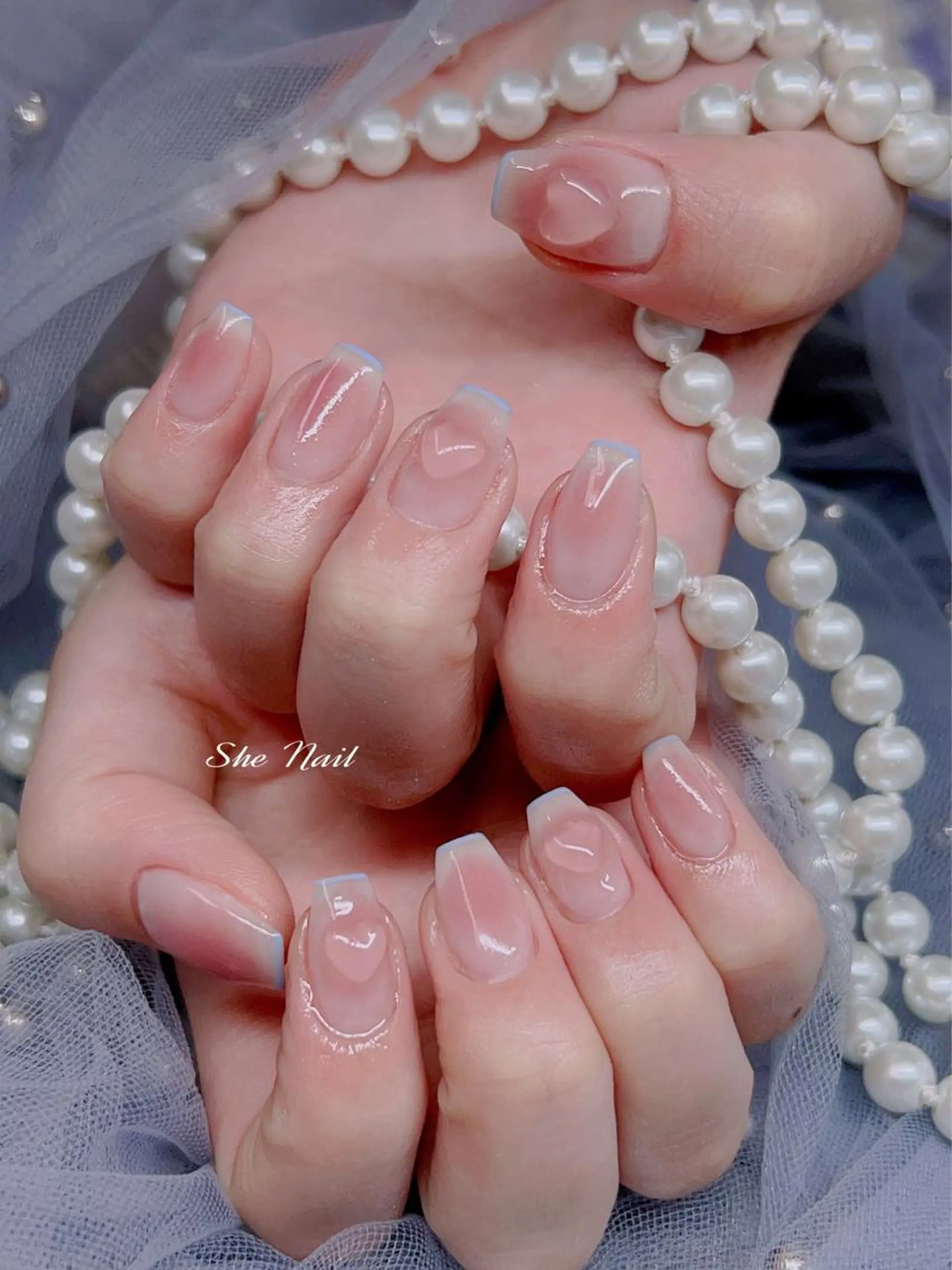 ネイル チークネイル 長さ出し 持ち込み ネイルチップ ツイードネイル ハンドネイル She   Nail所属・ISA_ BELLAのネイルデザイン