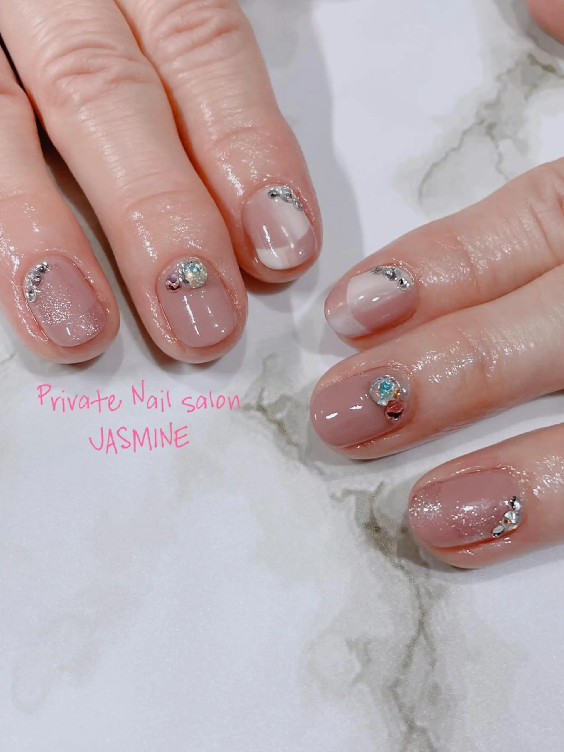 ネイル フレンチネイル オンブレフレンチ ピンク Nail salon JASMINEのネイルデザイン