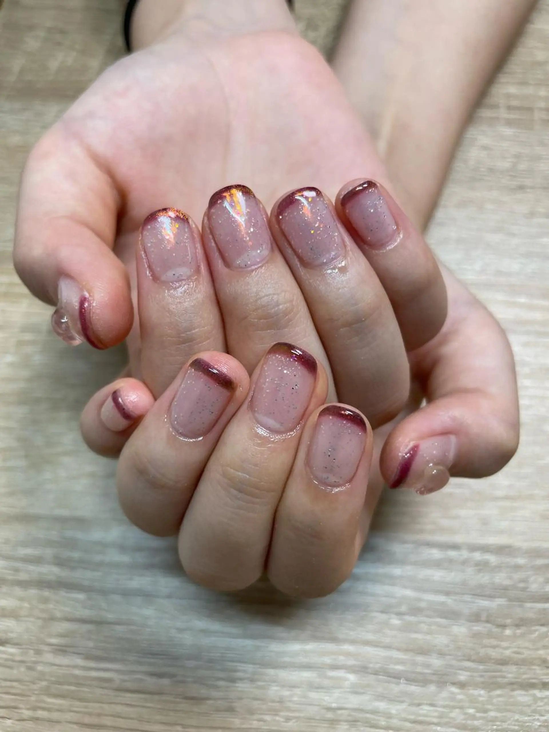 ネイル チークネイル フレンチネイル ハート マグネットネイル マグネットフレンチ MH_ Nailのネイルデザイン