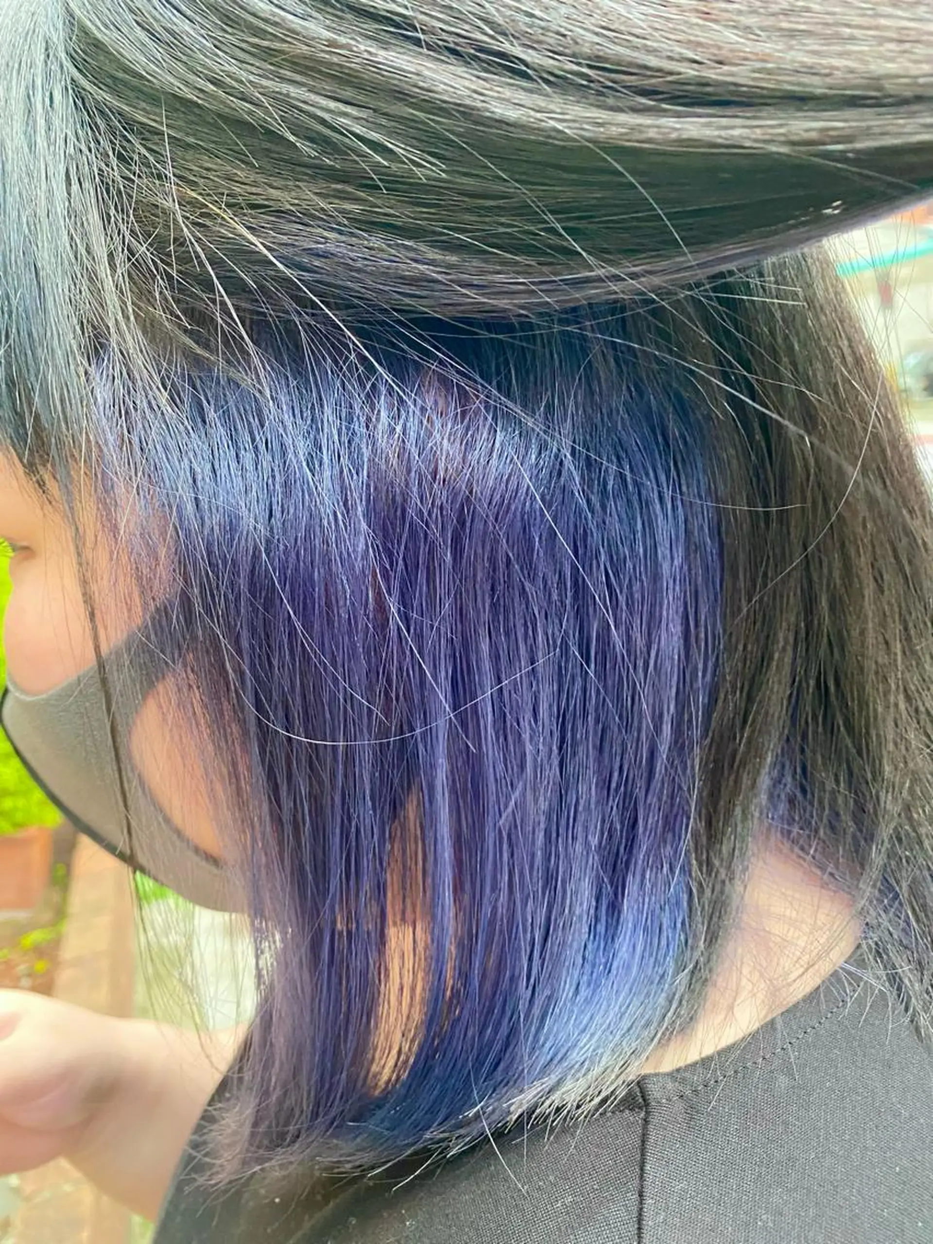 ミディアム カラー ブルーカラー イヤリングカラー バイオレットカラー カット ヘアカラー トリートメント 特殊カラー特化 ✂️SHIAN フジのヘアスタイル