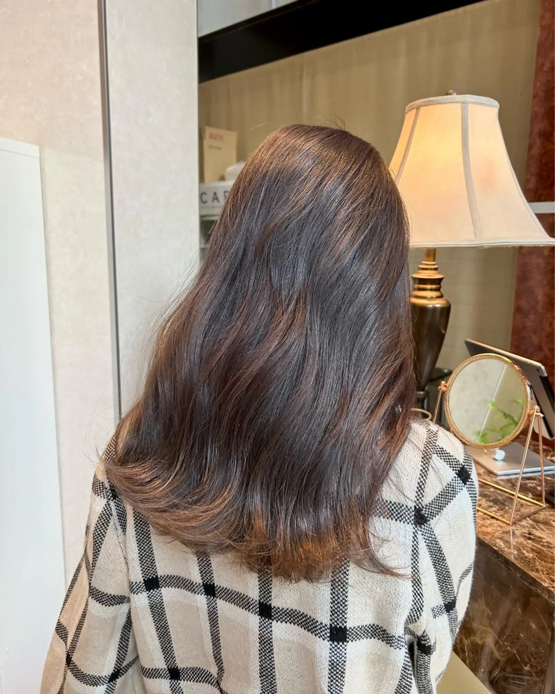 セミロング カラー ヘアカラー ふくどめ りなのヘアスタイル