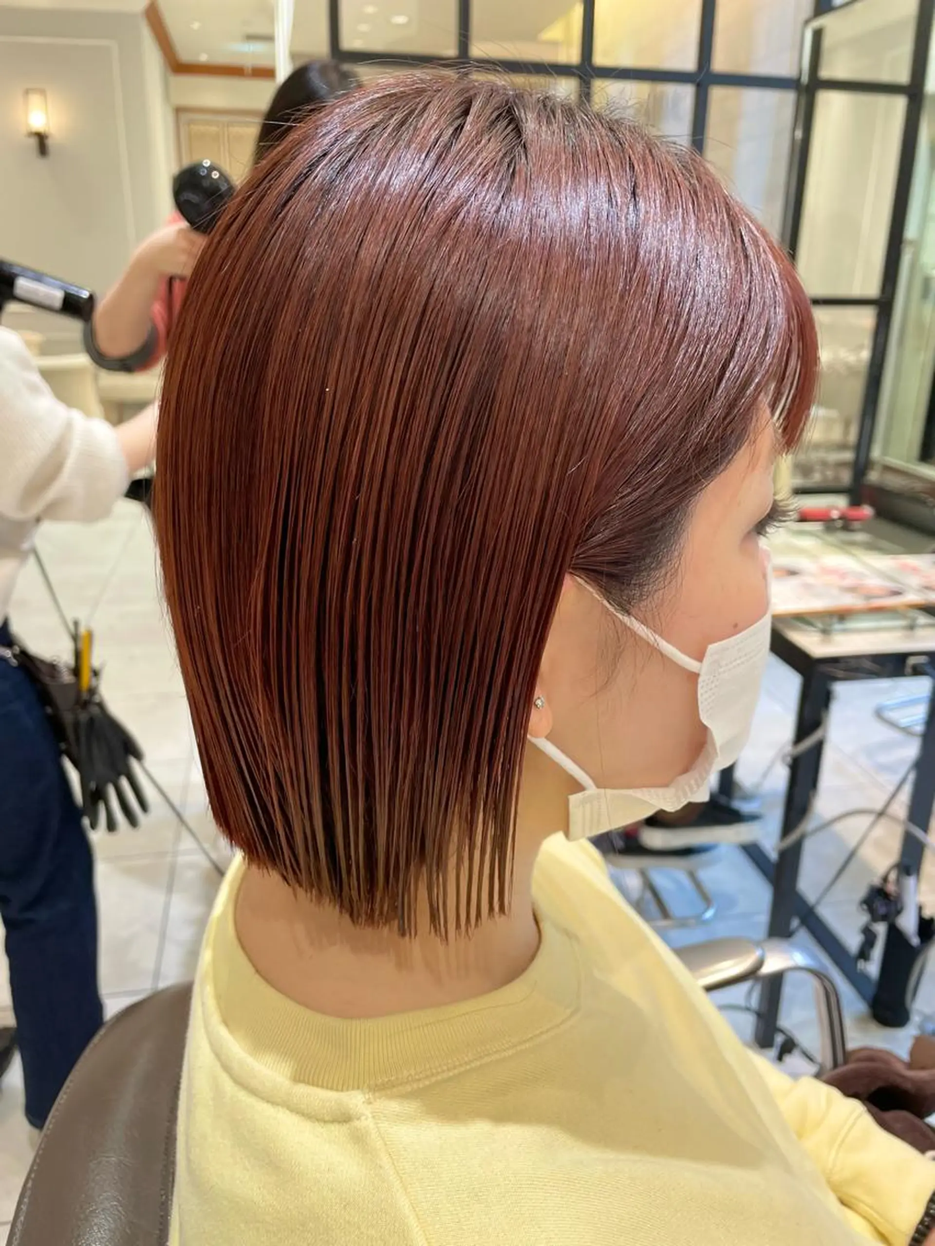 ショート カラー ブリーチ ブラウンカラー レッドカラー レッドブラウン ボブ カット ヘアカラー トリートメント 🦖鶴岡香純🦖 産休中のヘアスタイル