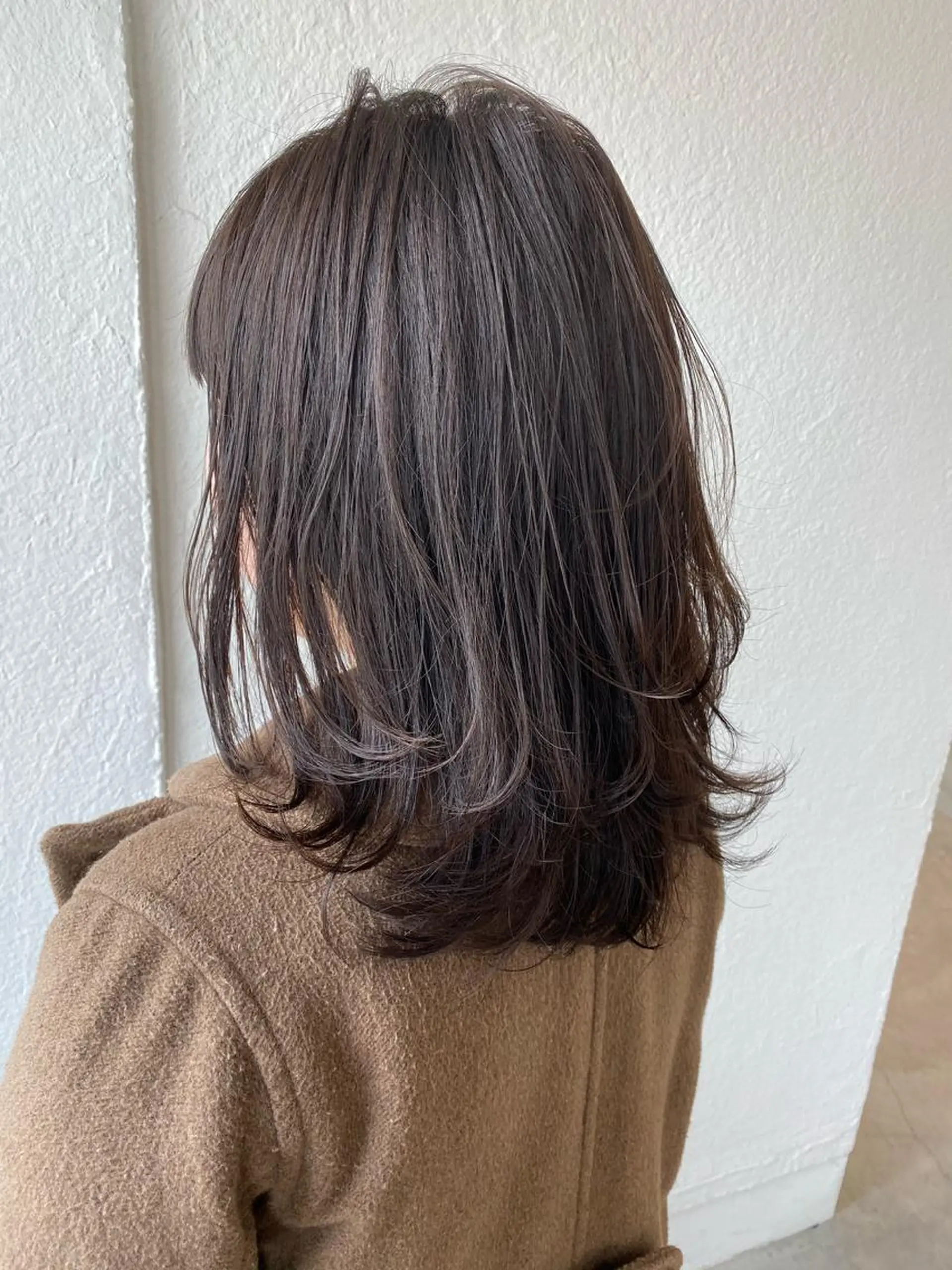 セミロング カラー アッシュ 透明感カラー ラベンダーカラー ラベンダーアッシュ 入江 志穂のヘアスタイル