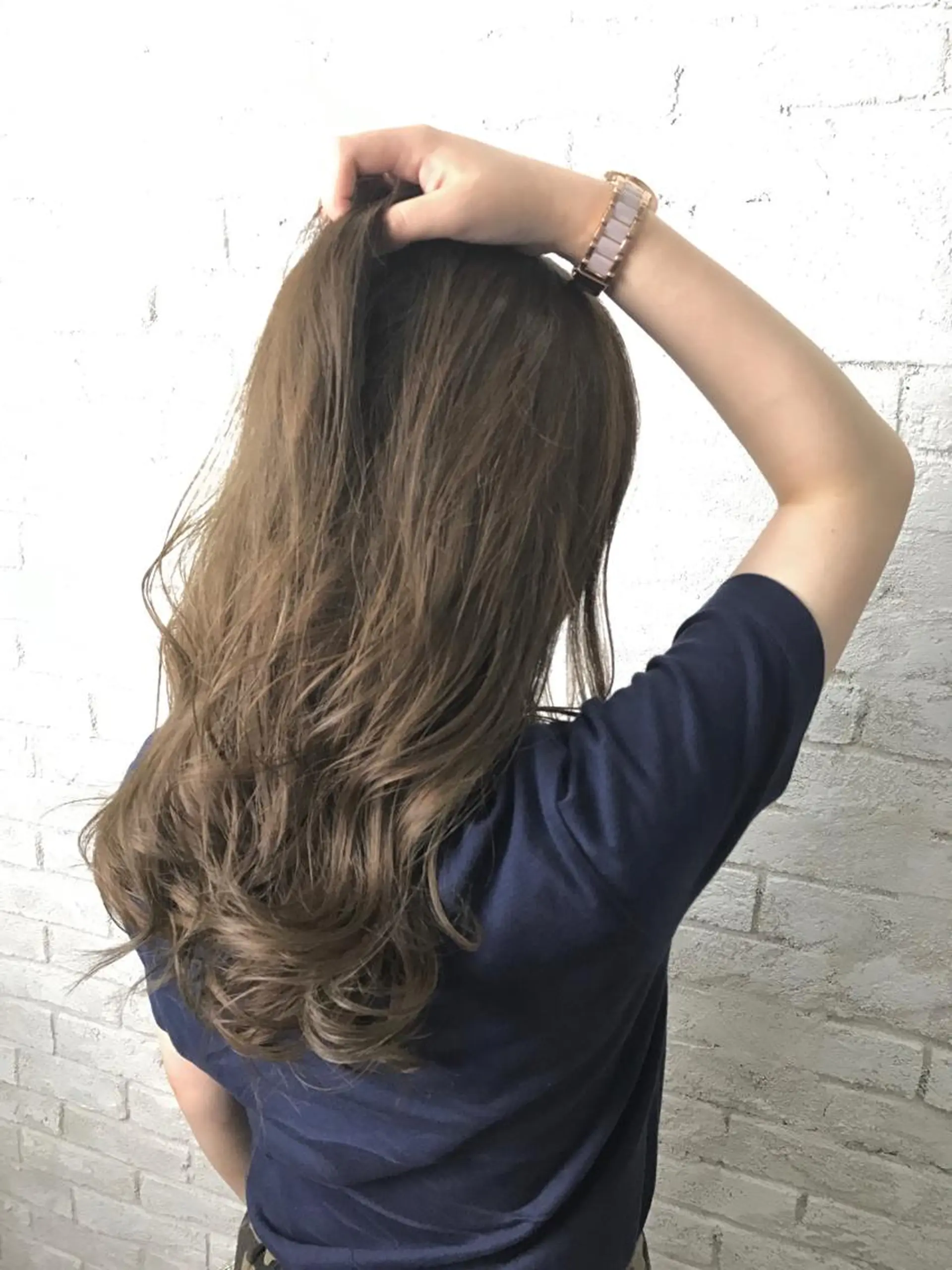 セミロング カラー ヘアアレンジ 韓国ヘア✨グレージュ カラーasamiのヘアスタイル