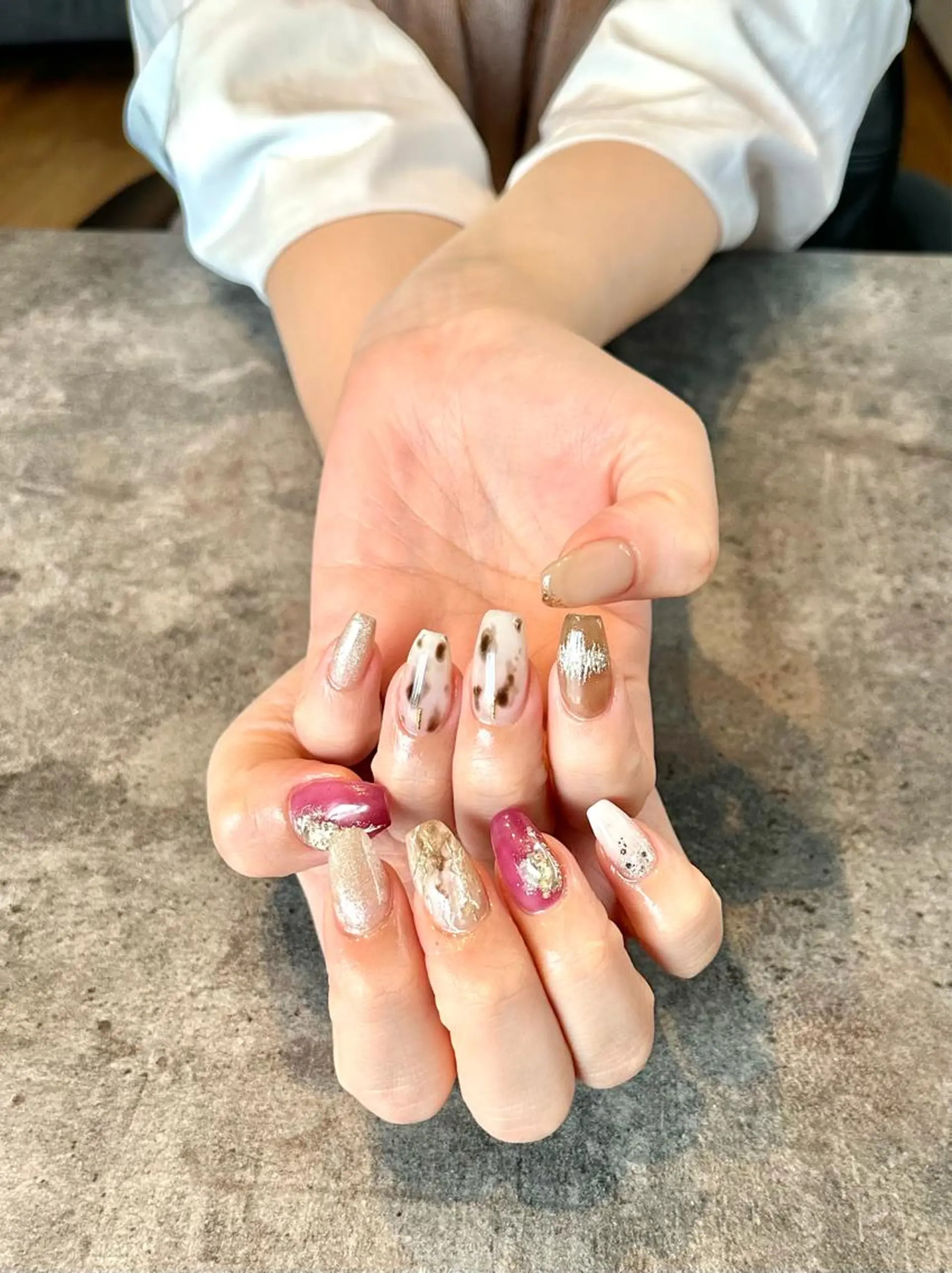 ネイル フラワーネイル フレンチネイル ジェルネイル ガラスフレンチ 大理石ネイル(マーブル) nail salon amanoのネイルデザイン