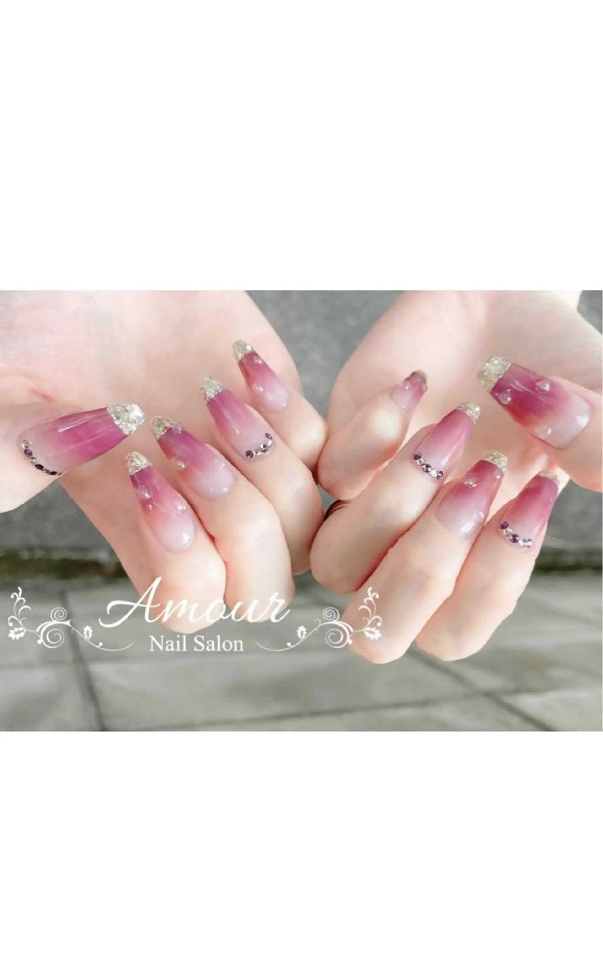 ネイル フレンチネイル ガラスフレンチ ゴールド nailsalon ♡amour♡のネイルデザイン