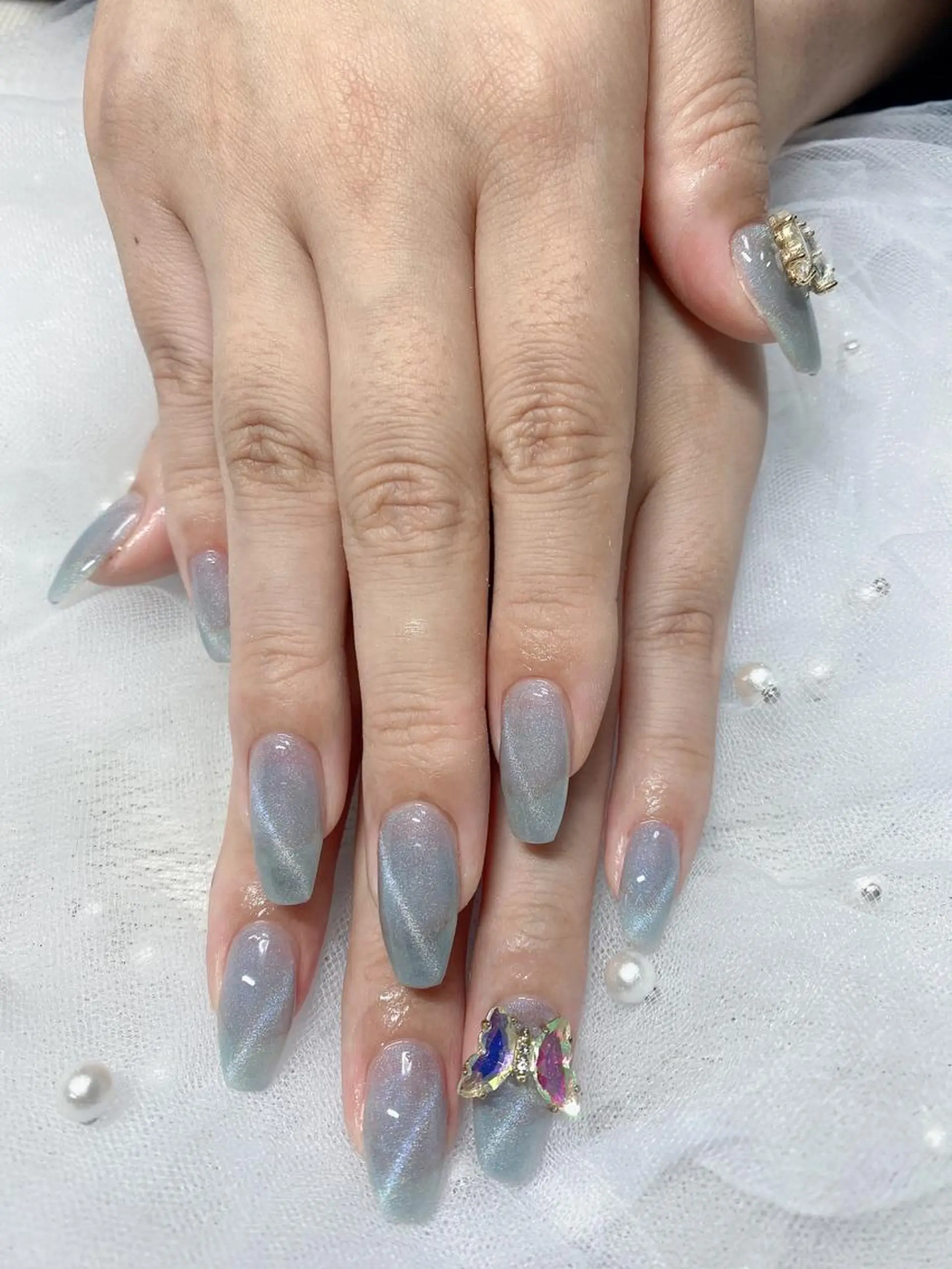 ネイル オーロラネイル マグネットネイル マグネットワンカラー ワンカラーネイル Jasmine nailsalon所属・ジャスミン ネイルサロンのネイルデザイン