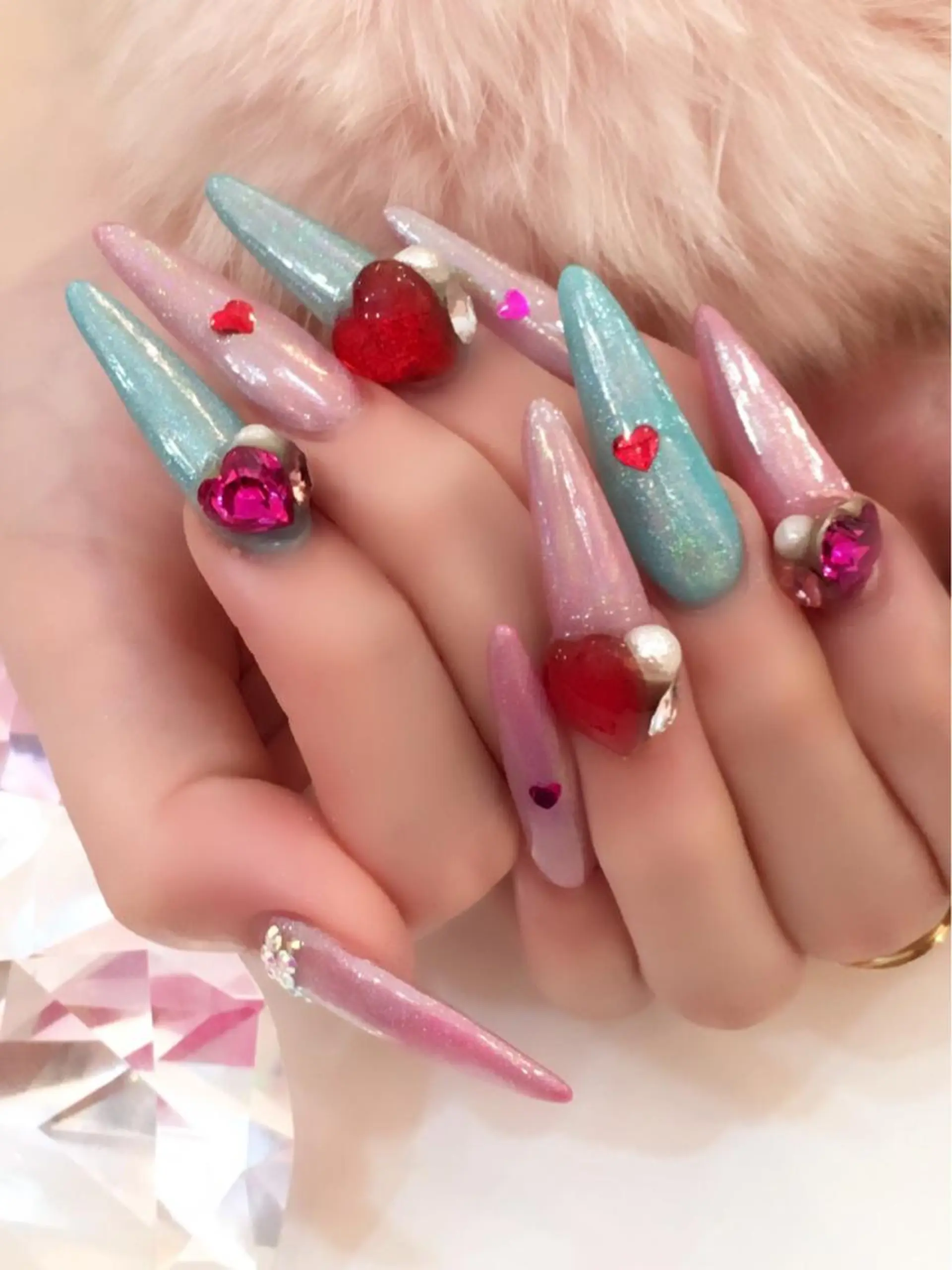 ロング カラー メンズ キッズ ネイル ジェルネイル ラメ(グリッター) メンズネイル 持ち込み スカルプネイル NAILSGOGO shibuyaのネイルデザイン