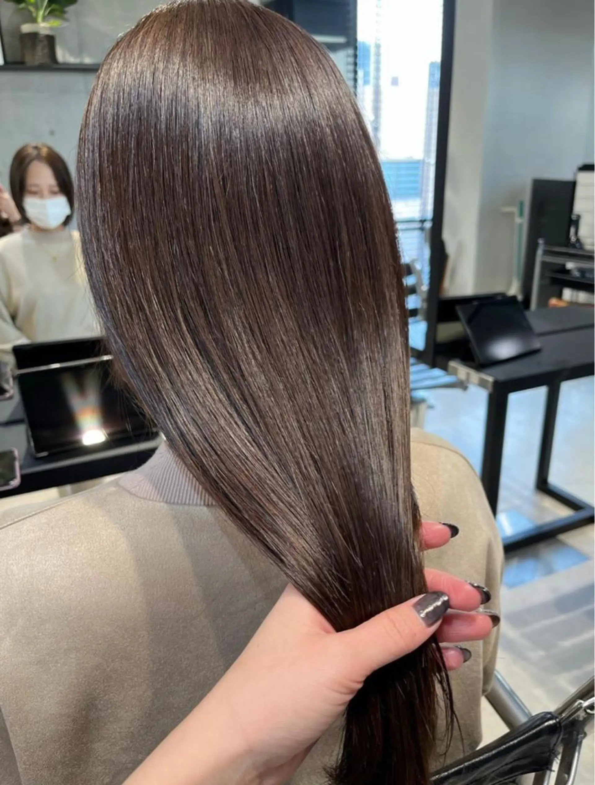 セミロング カラー パーマ ヘアアレンジ トリートメント ヘッドスパ ヘアセット 透明感/オリーブ/ グレージュ/YUKAのヘアスタイル