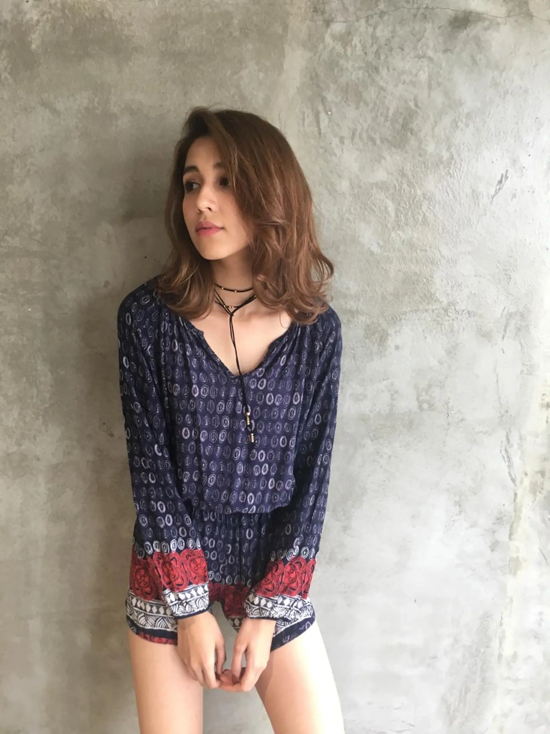 セミロング カラー パーマ REM 上大岡所属・サトウ .のヘアスタイル