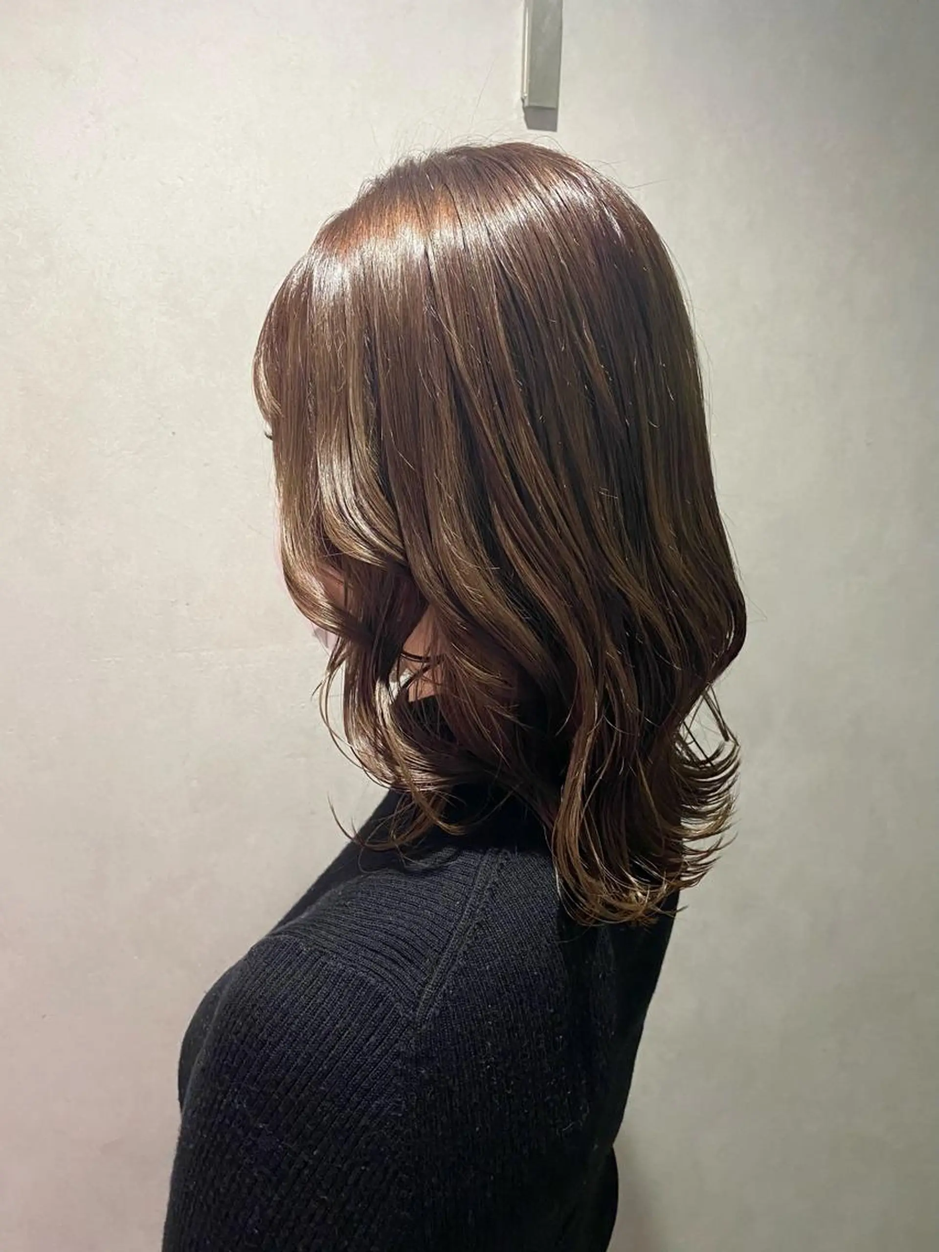 ミディアム カラー ブリーチ ブラウンカラー とびまつ /ショート/脱白髪染のヘアスタイル