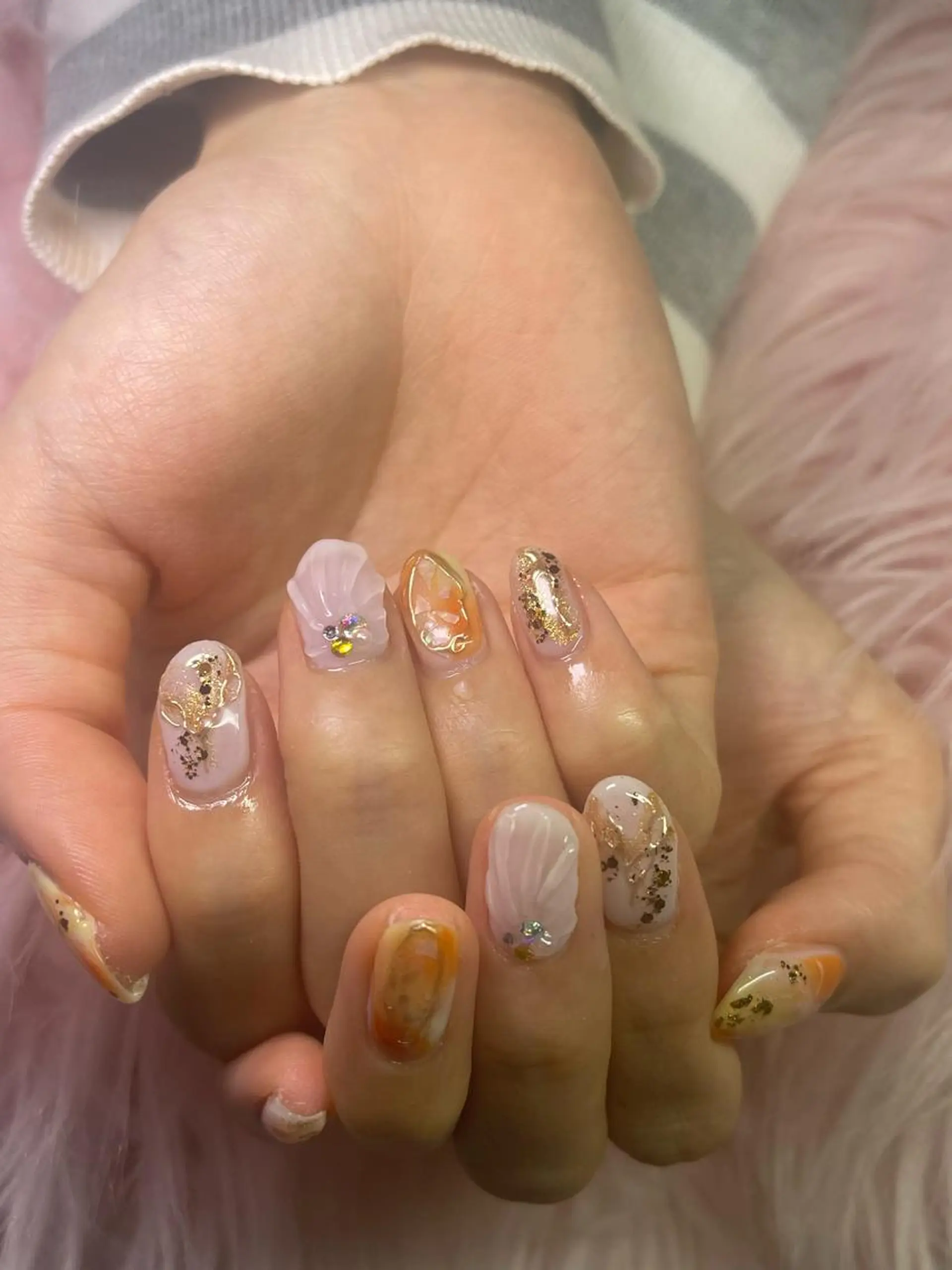 ネイル オレンジ ネイルサロンキュアイスト所属・キュアイスト アコパラジェル調布のネイルデザイン