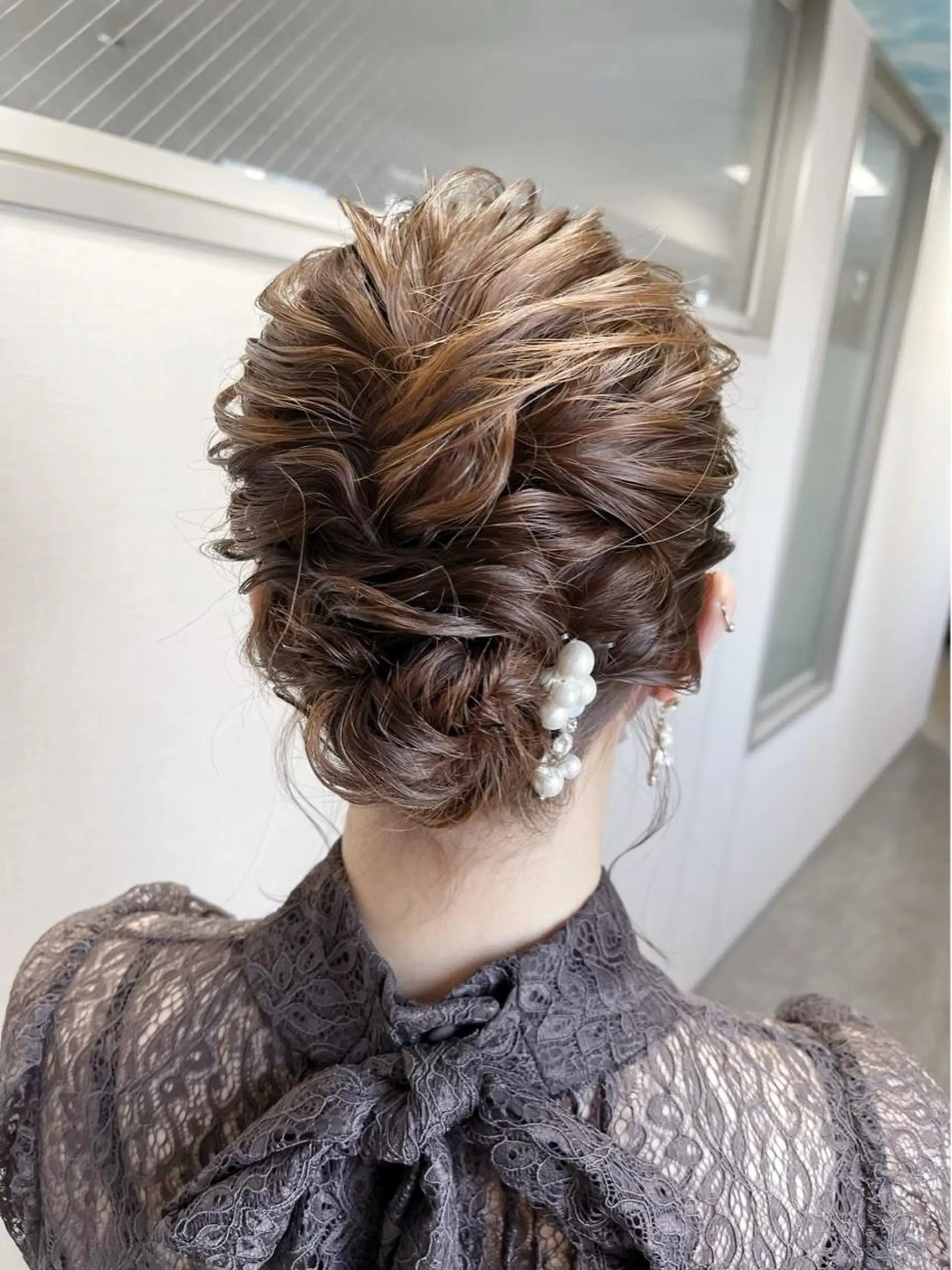 ミディアム カラー ヘアアレンジ 結婚式・ブライダル ヘアセット 松井那津子 /ハイライトブリーチのヘアスタイル