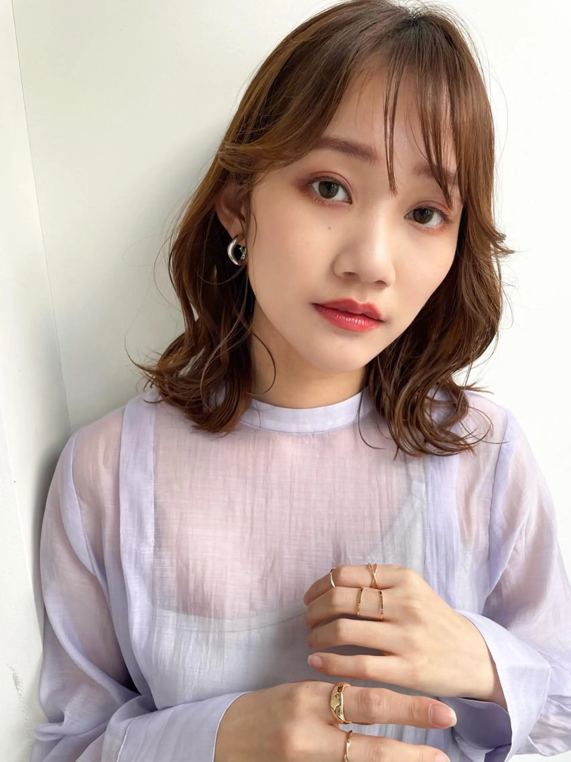 ミディアム カラー パーマ MAEDA 西金沢美容室のヘアスタイル