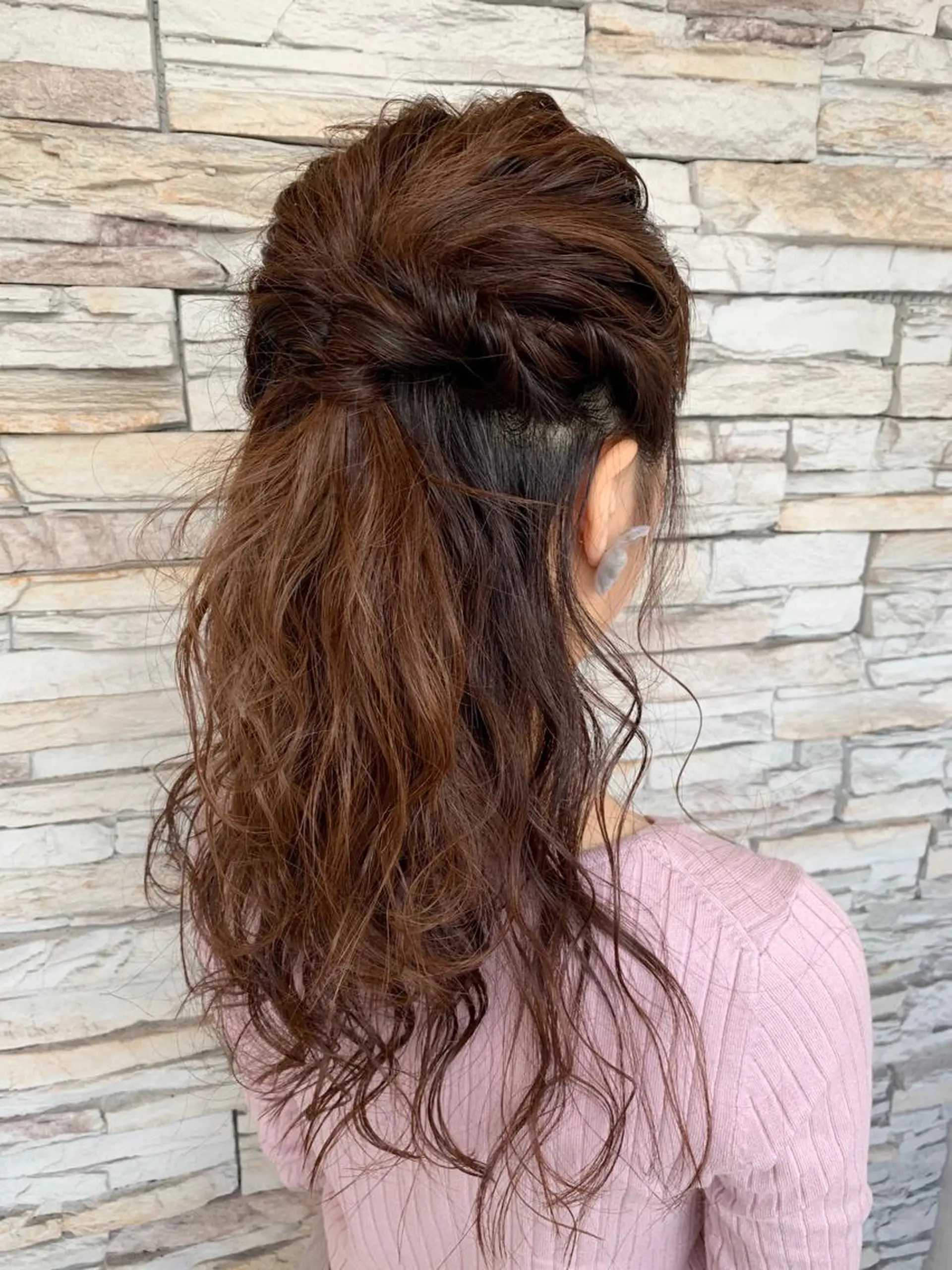 セミロング ヘアアレンジ ハーフアップ 🍒顔周り/レイヤー /韓国風/アリサ🍒のヘアスタイル