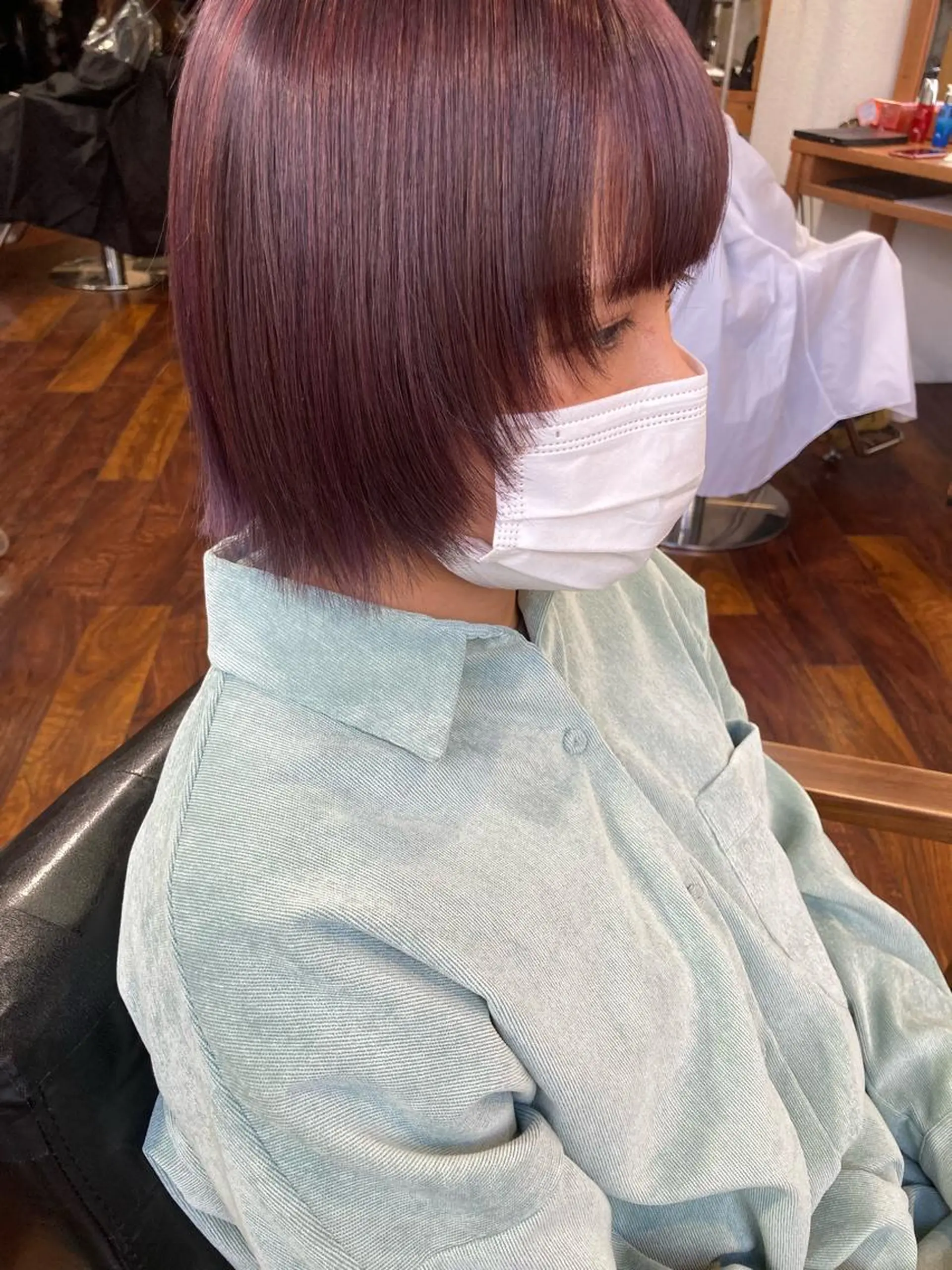 ミディアム カラー ラベンダーカラー ピンクカラー ピンクラベンダー 小木曽智美 /ボブ/ショートのヘアスタイル