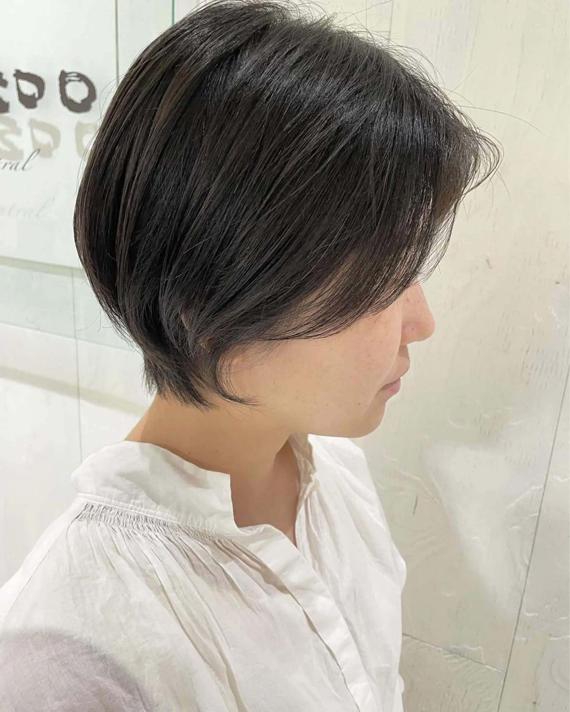 ショート カラー アッシュ 黒髪 透明感カラー ナチュラルブラック 外国人風カラー カット ヘアカラー トリートメント 河合秀明/ショート /ボブ/レイヤーのヘアスタイル