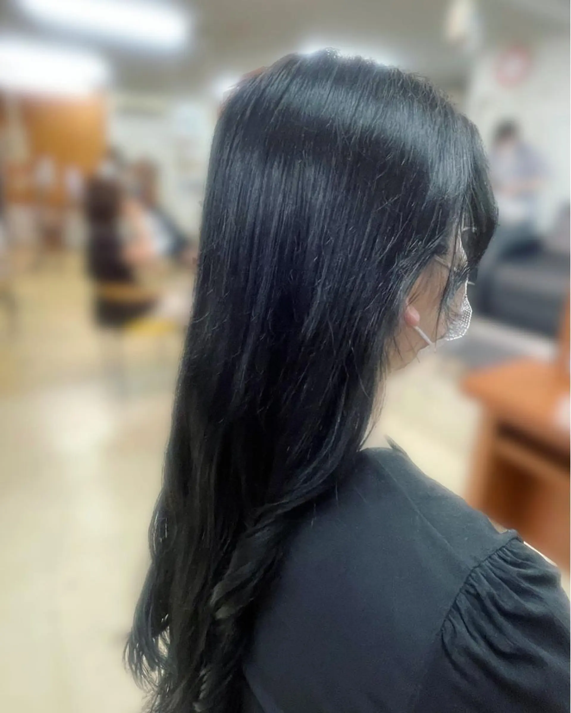 ロング カラー 黒髪 ブルーカラー ブルーブラック 🦋似合わせまつぱ 塩原香月🦋のマツエク・マツパデザイン