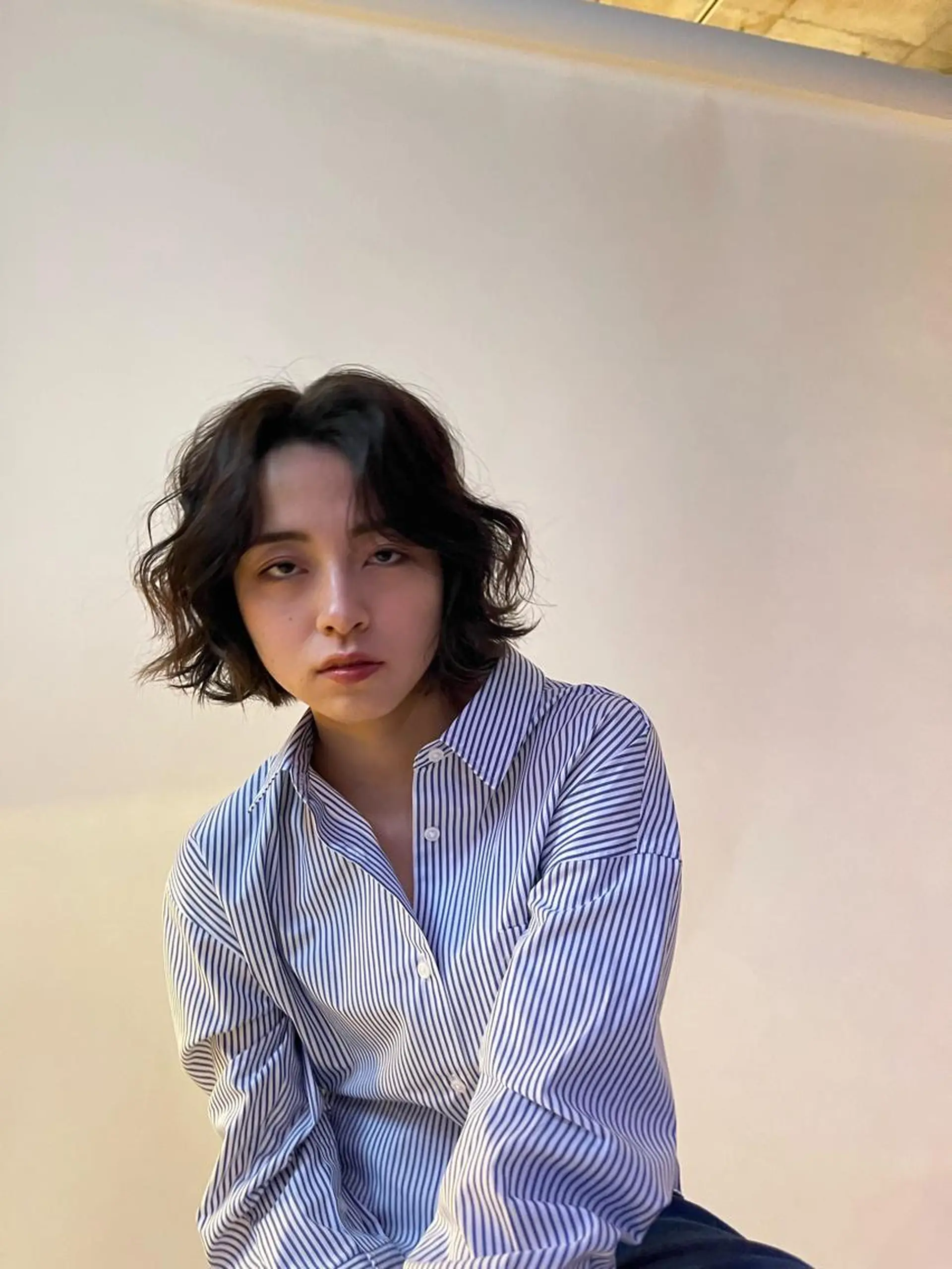 ミディアム パーマ ボブ　くせ毛風パーマ 艶カラー/横山大樹のヘアスタイル