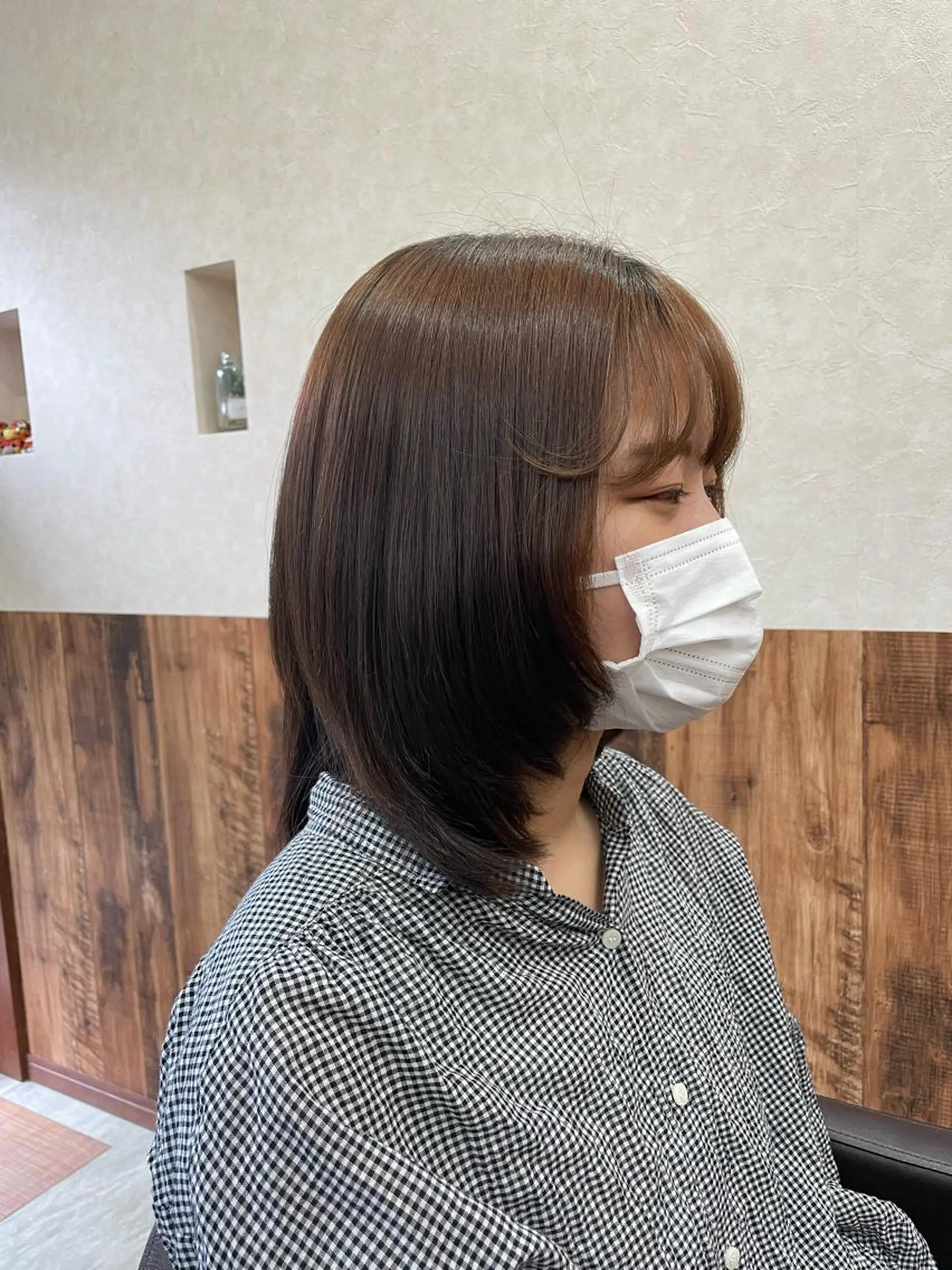 セミロング 髪質改善 縮毛矯正 青木 恵のヘアスタイル