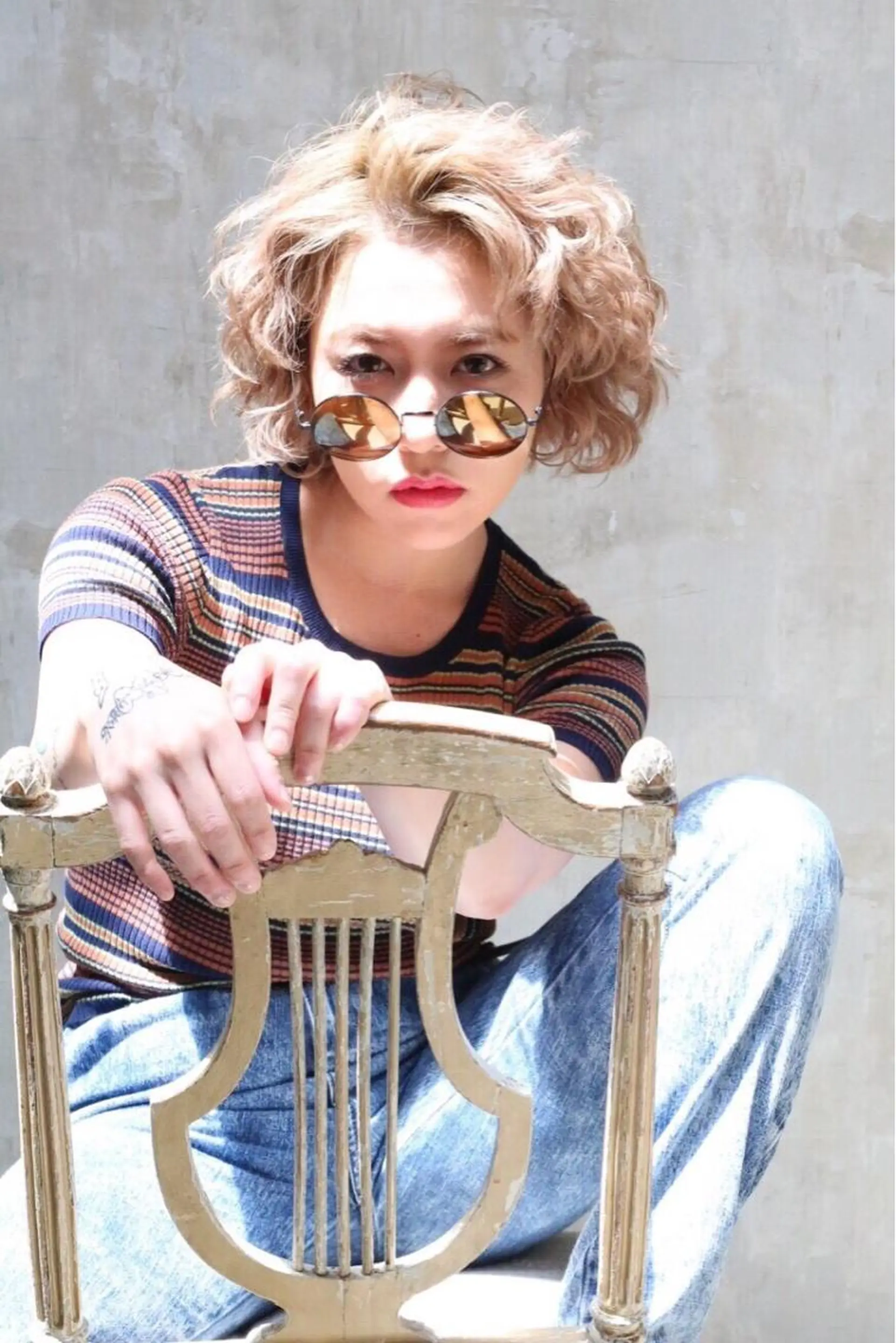 ショート ミディアム カラー パーマ ヘアアレンジ due hair 京都駅前店 MILBON オージュア認定サロン【デューヘアー】所属・ハイトーンブリーチ 土坂　由志【京都】のヘアスタイル