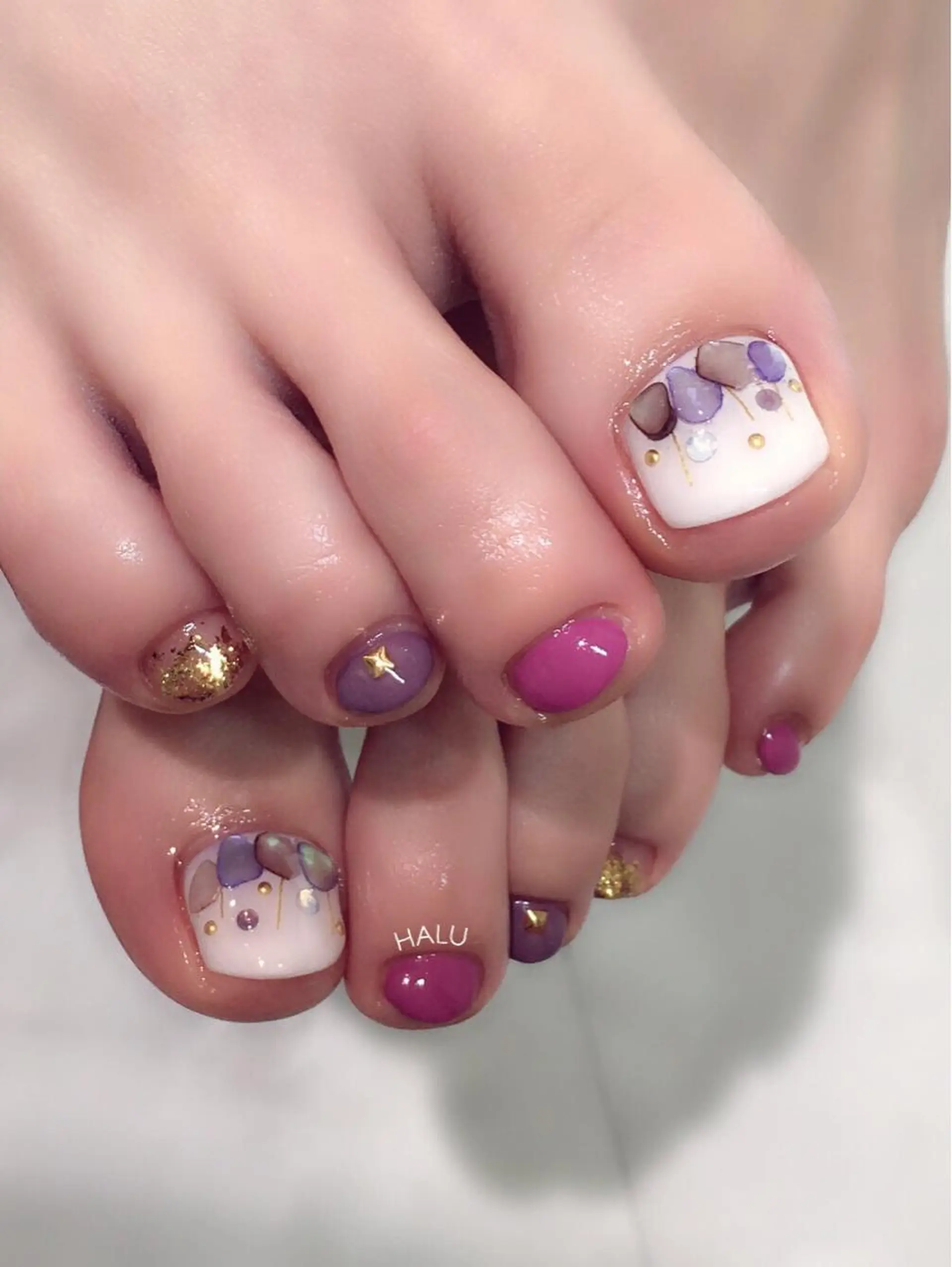 ネイル ゴールド パープル HALU ハルのネイルデザイン