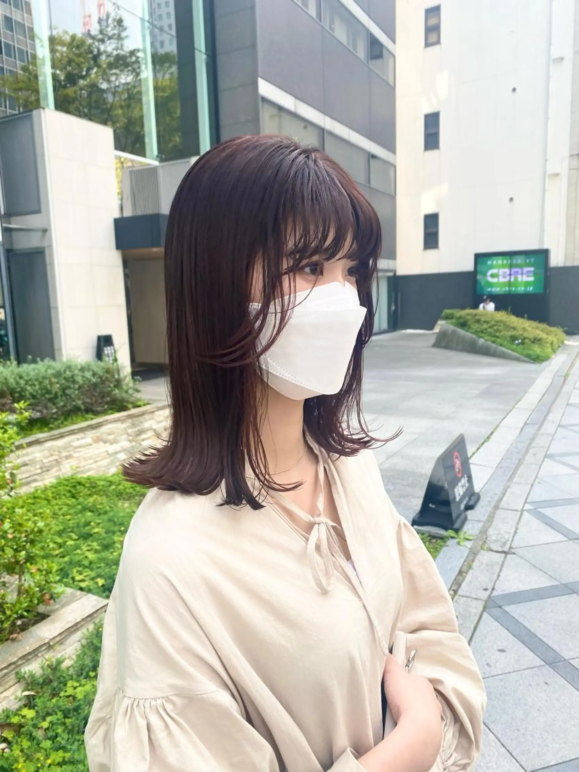 ミディアム 髪と音処 マトぺ所属・デザインカラー/ボブ ブリーチカラー/ユリのヘアスタイル