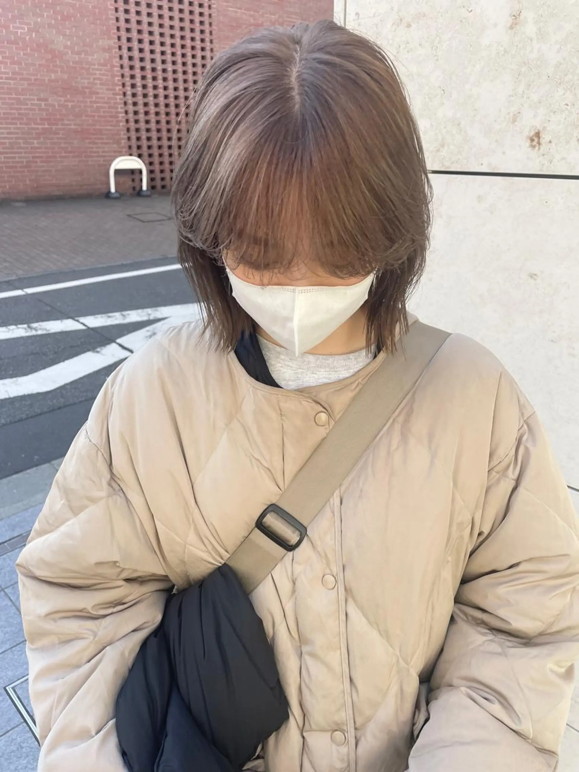 ショート カラー パーマ ベージュカラー ブリーチ ケアブリーチ 透明感カラー ヘアカラー トリートメント ボブ/レイヤー/ケア パーマ/リュウタのヘアスタイル