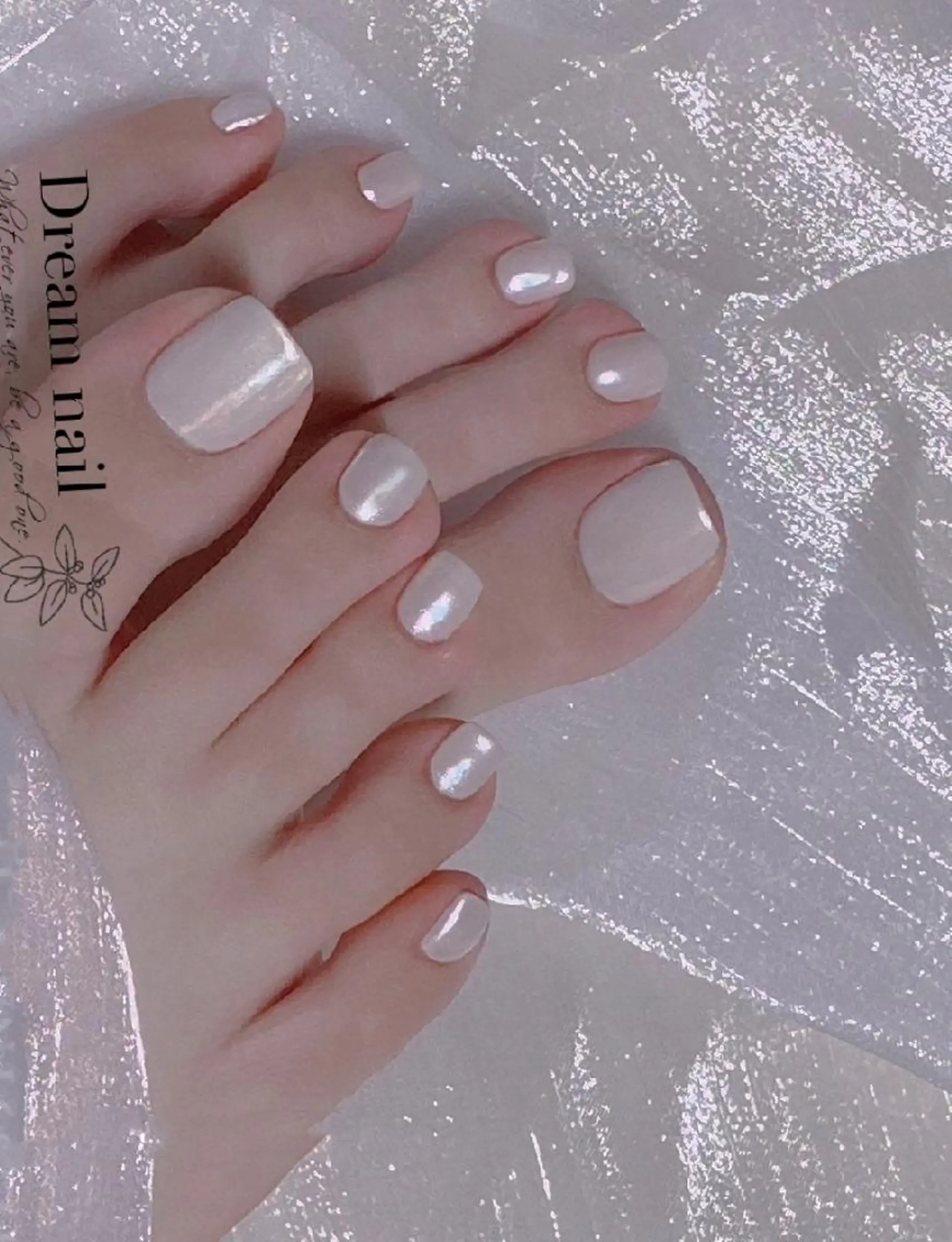 ネイル ショート オーロラネイル フットネイル ネイリストゆか💅 長さだし、深爪矯正のネイルデザイン