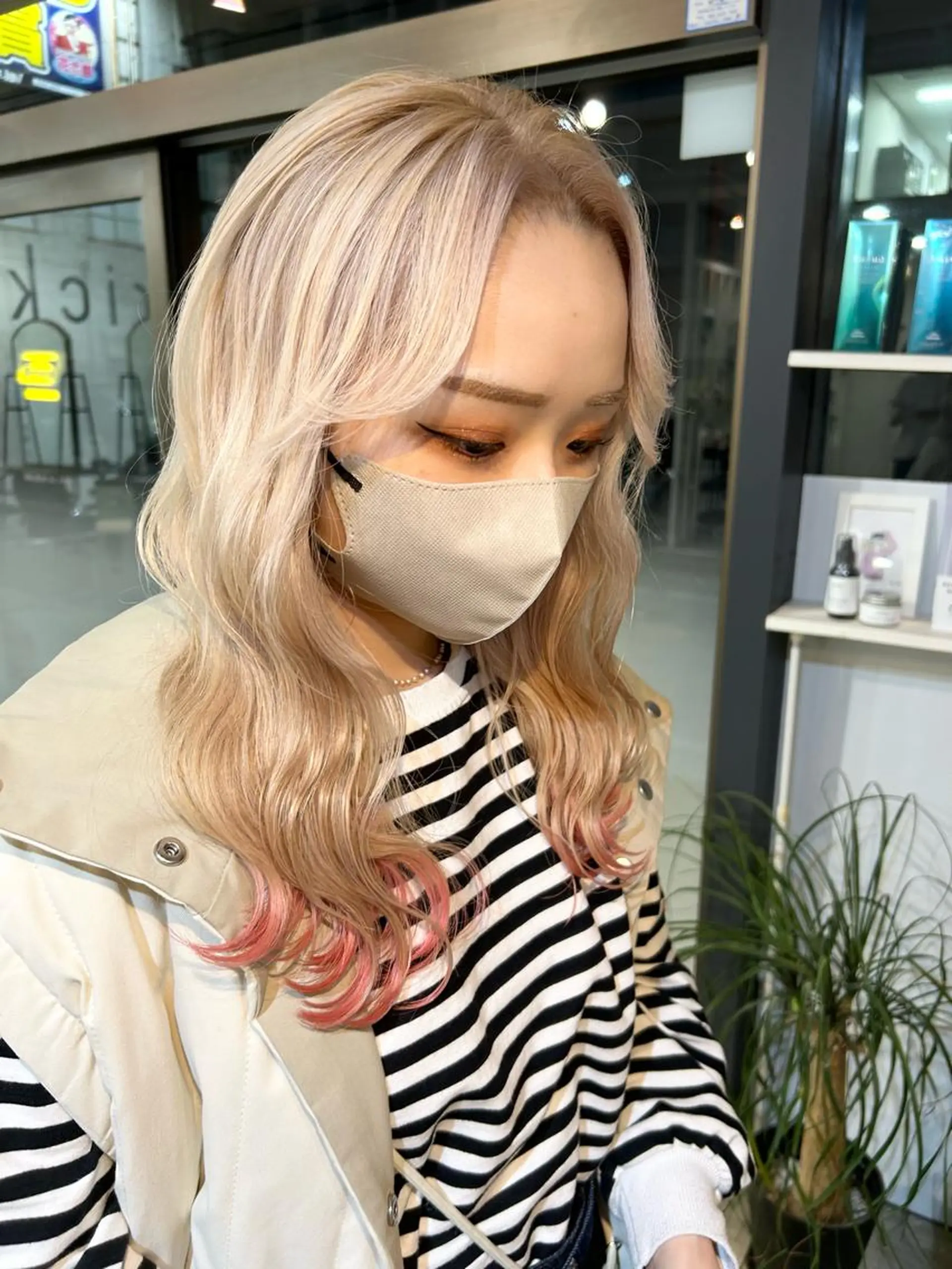 ミディアム カラー ベージュカラー ブロンド ブロンドベージュ stylist 大須賀 裕矢のヘアスタイル