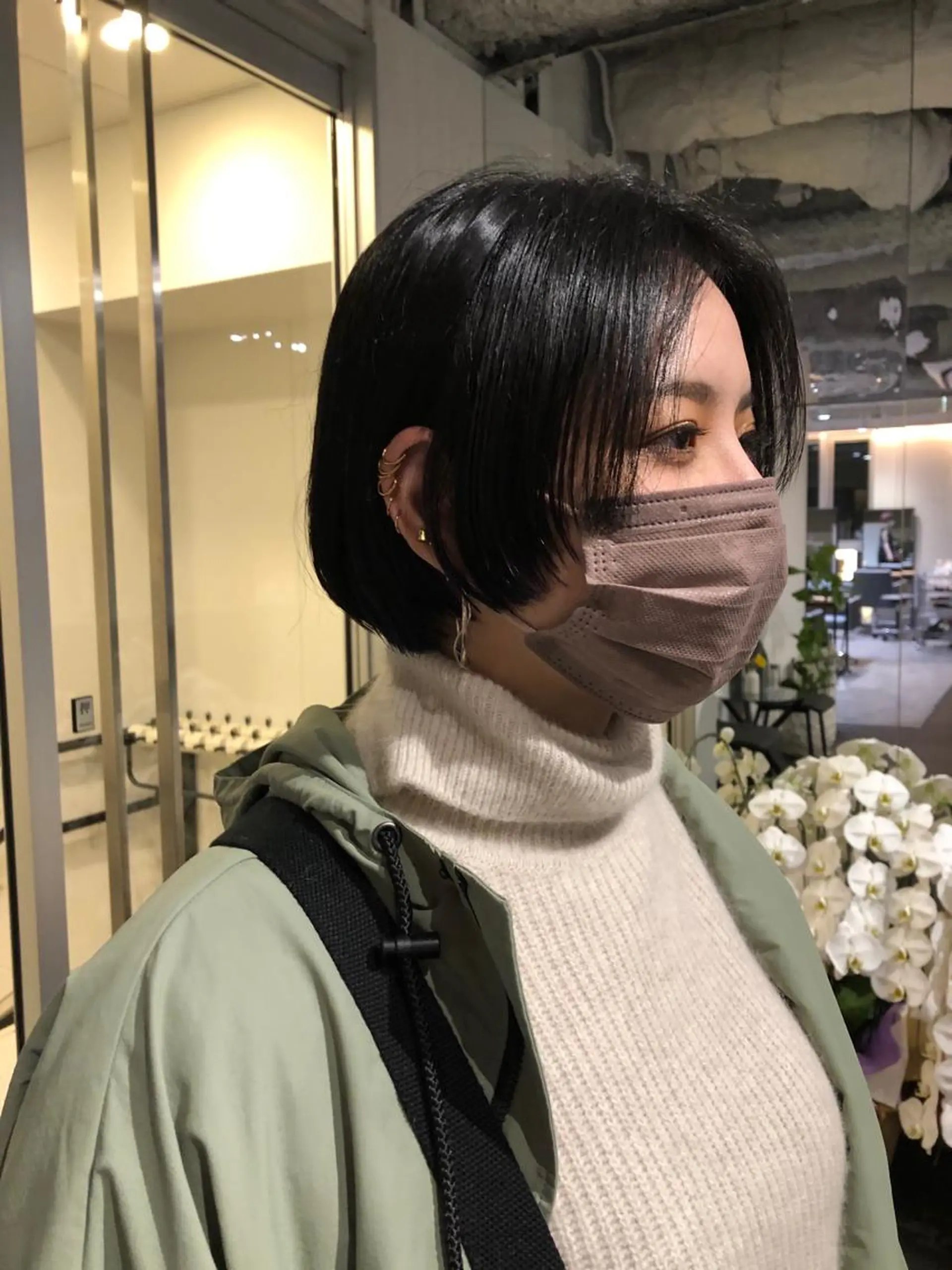 ショート カラー ショートボブ ハンサムショート 黒髪 ブリーチ ブルーカラー ショート/パーマ/ カラー/FUKOのヘアスタイル